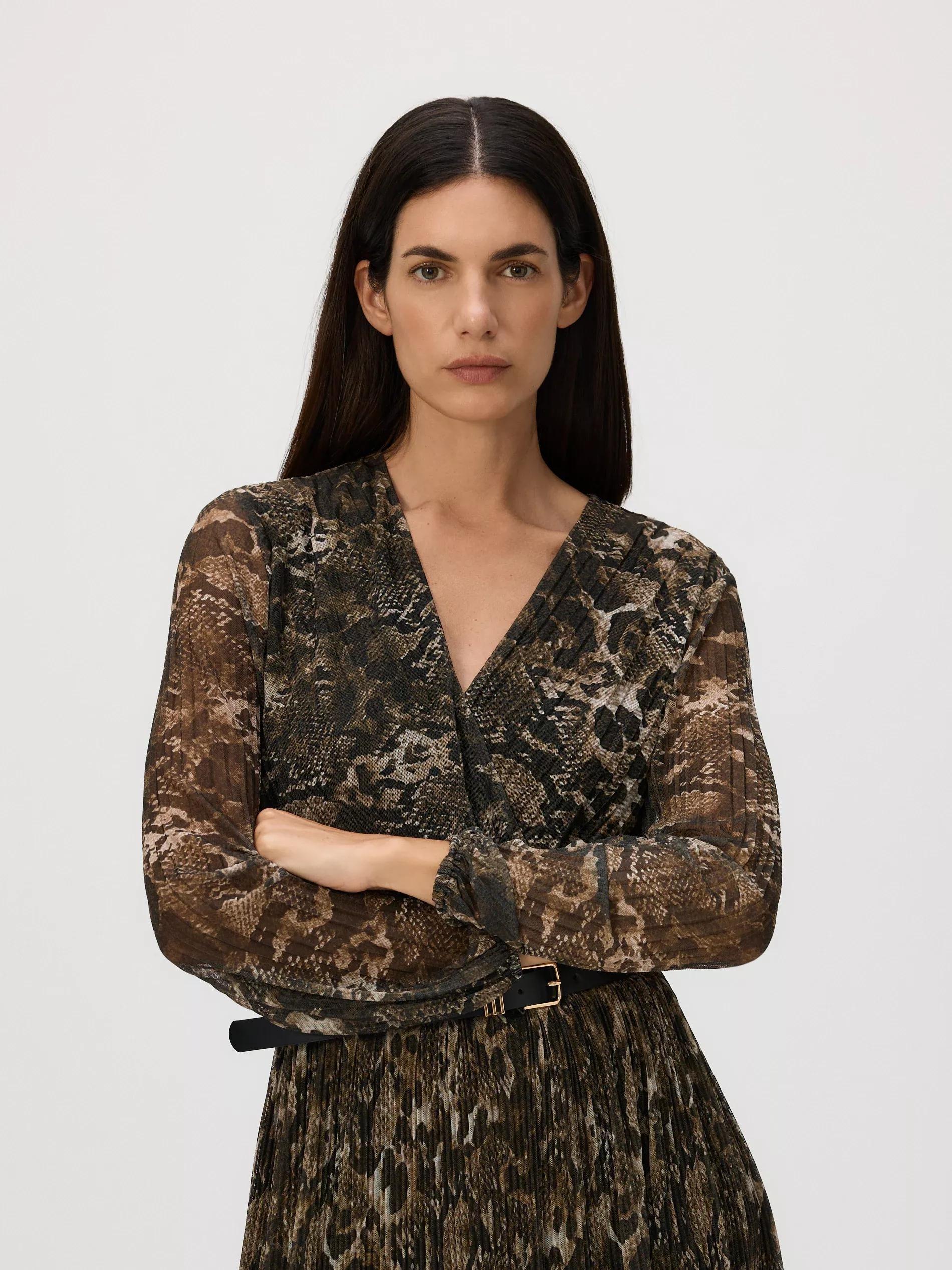 Multicolour Plisse Dress With Belt, Multicolor, large image number 2