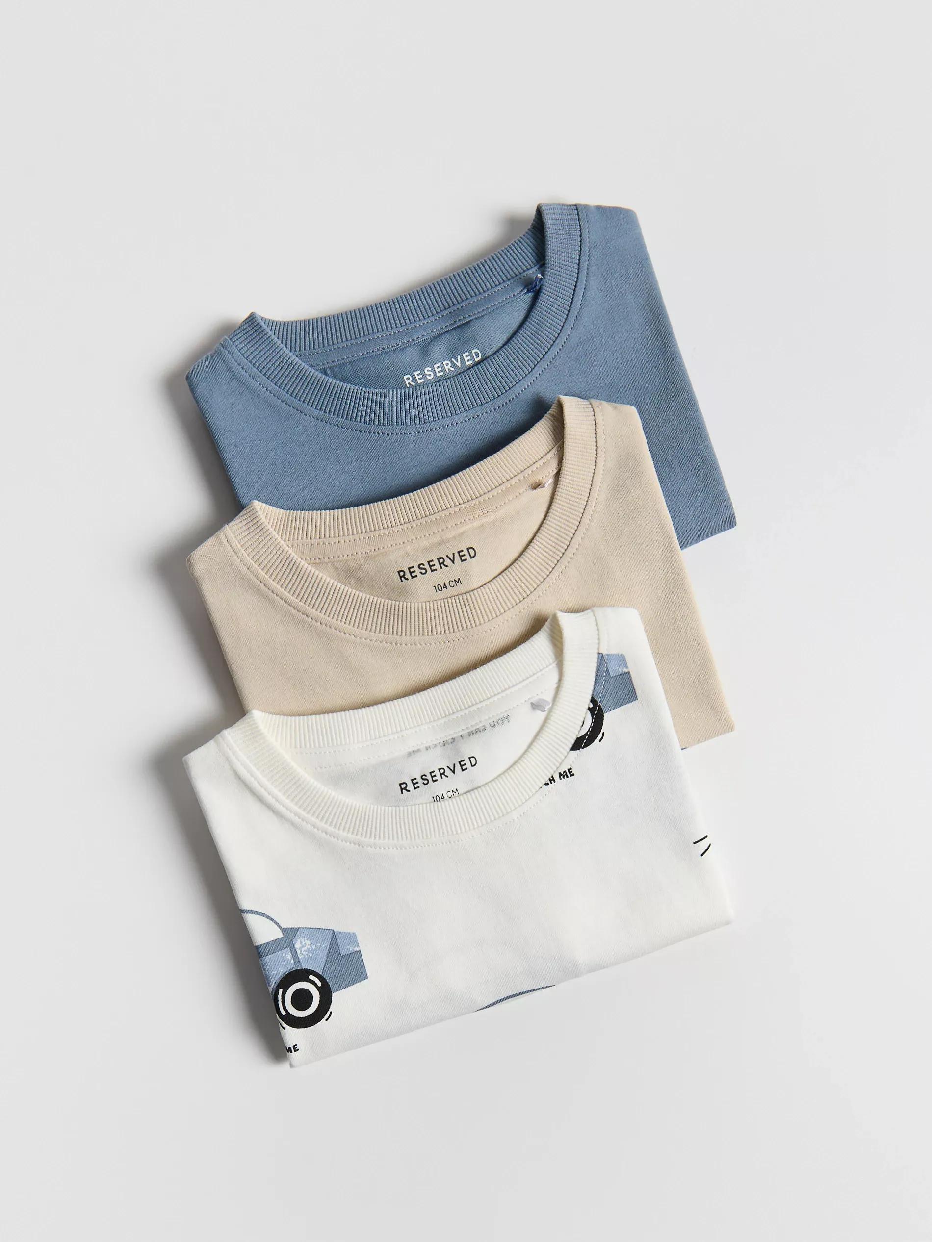 Cream Cotton T-Shirt 3 Pack, Ivory, large image number 0