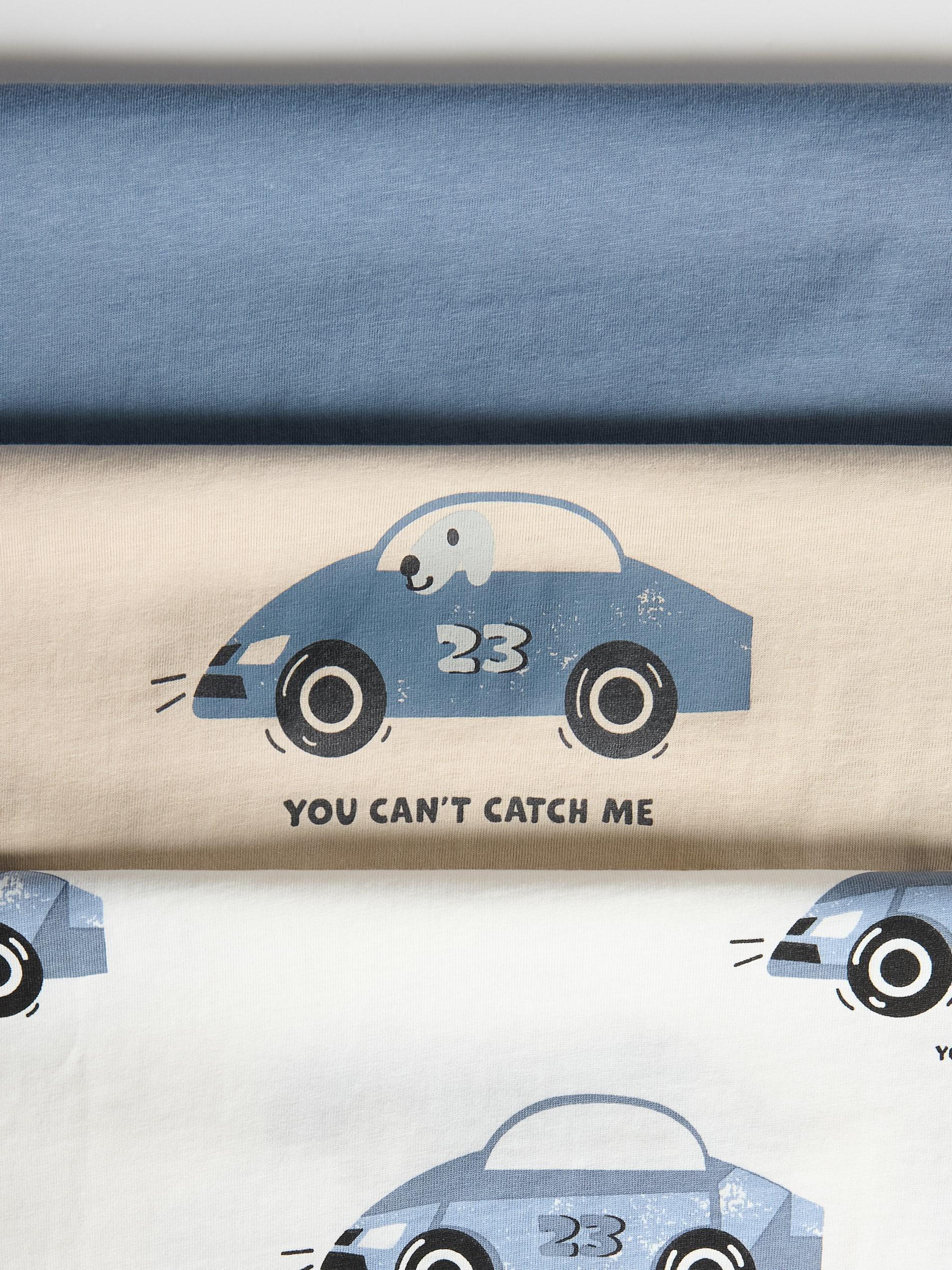 Cream Cotton T-Shirt 3 Pack, Ivory, large image number 2