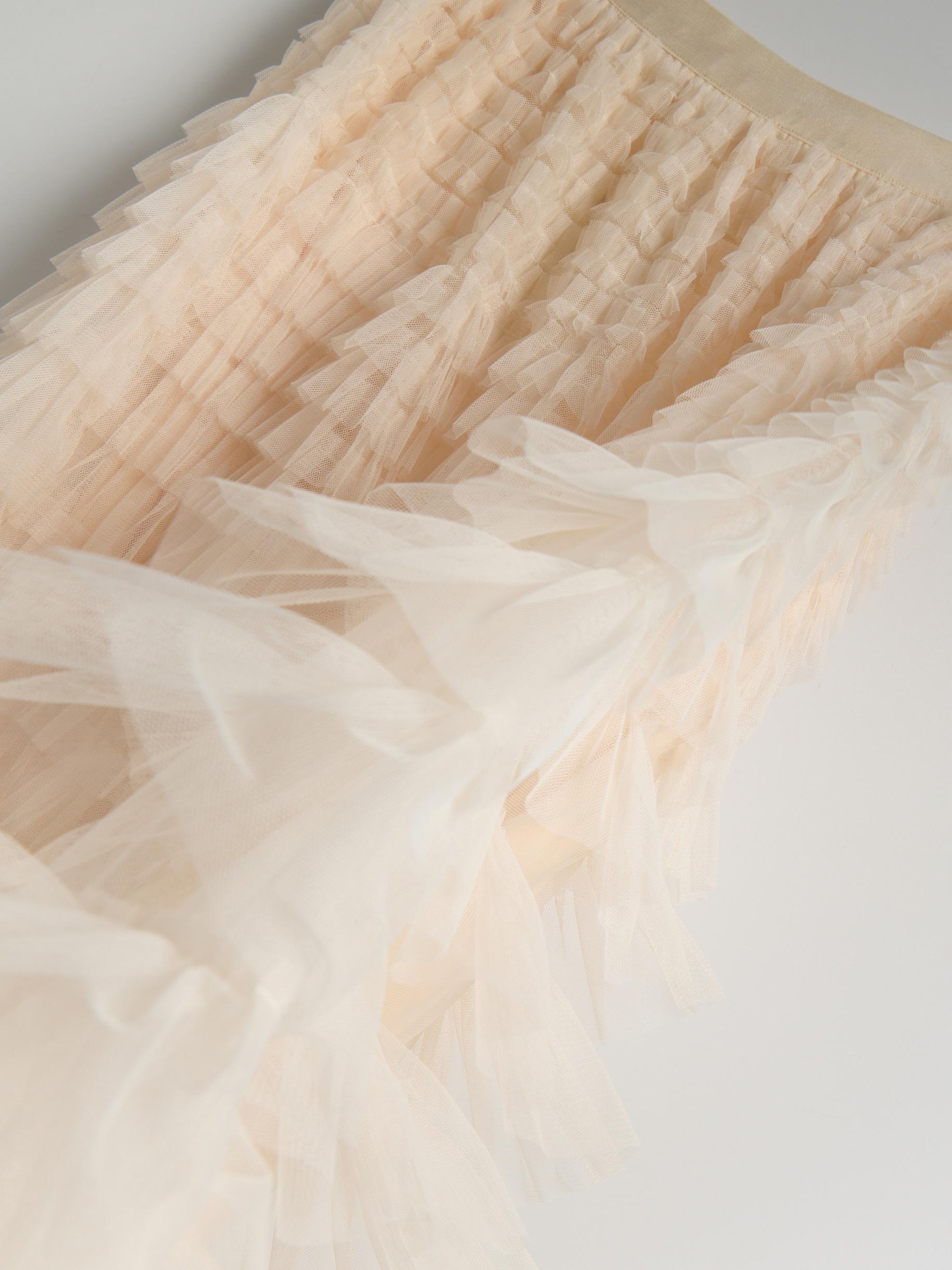 Beige Tulle Skirt With Ruffles, , large image number 1