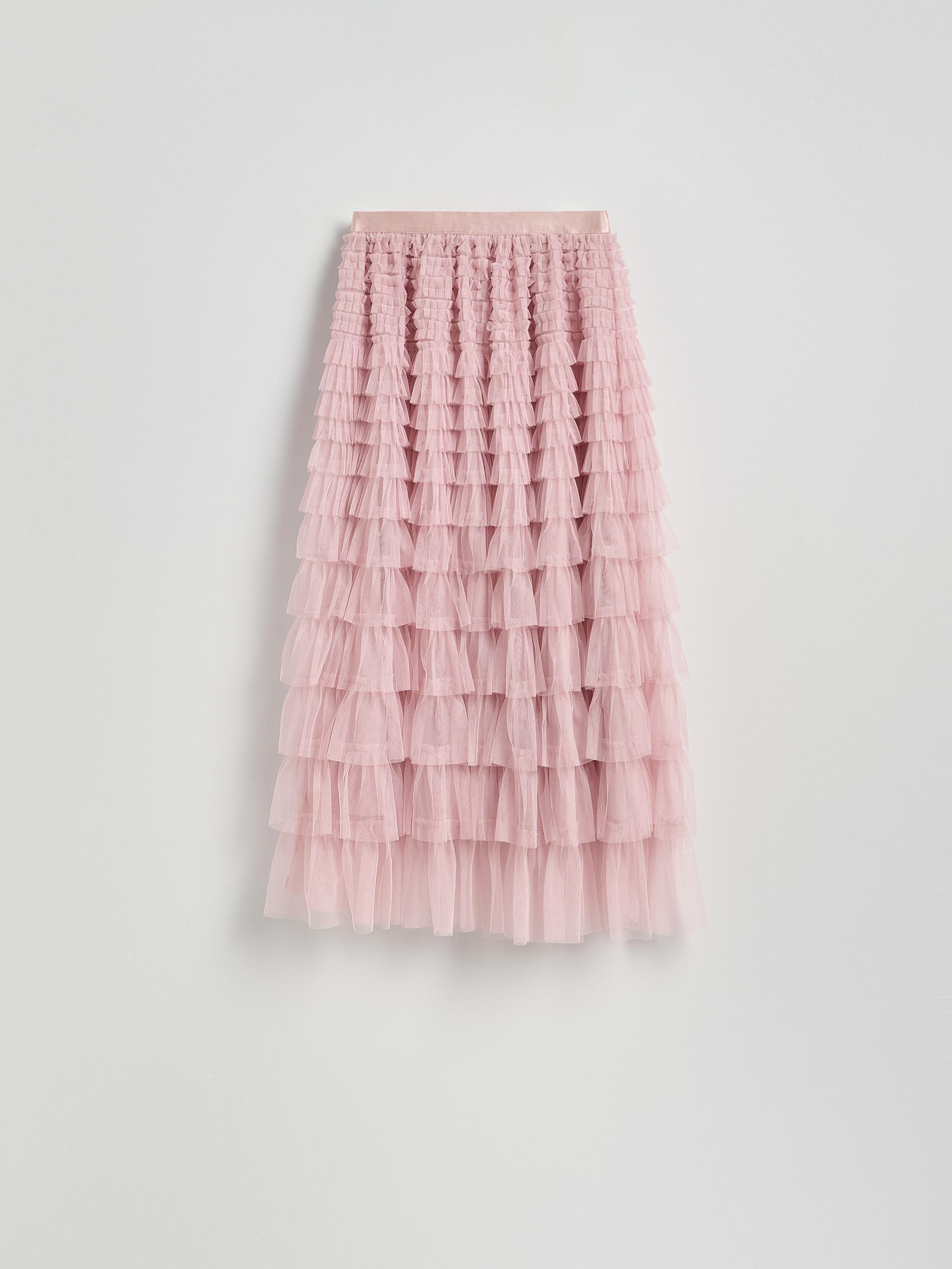 Pink Tulle Skirt With Ruffles, , large image number 0