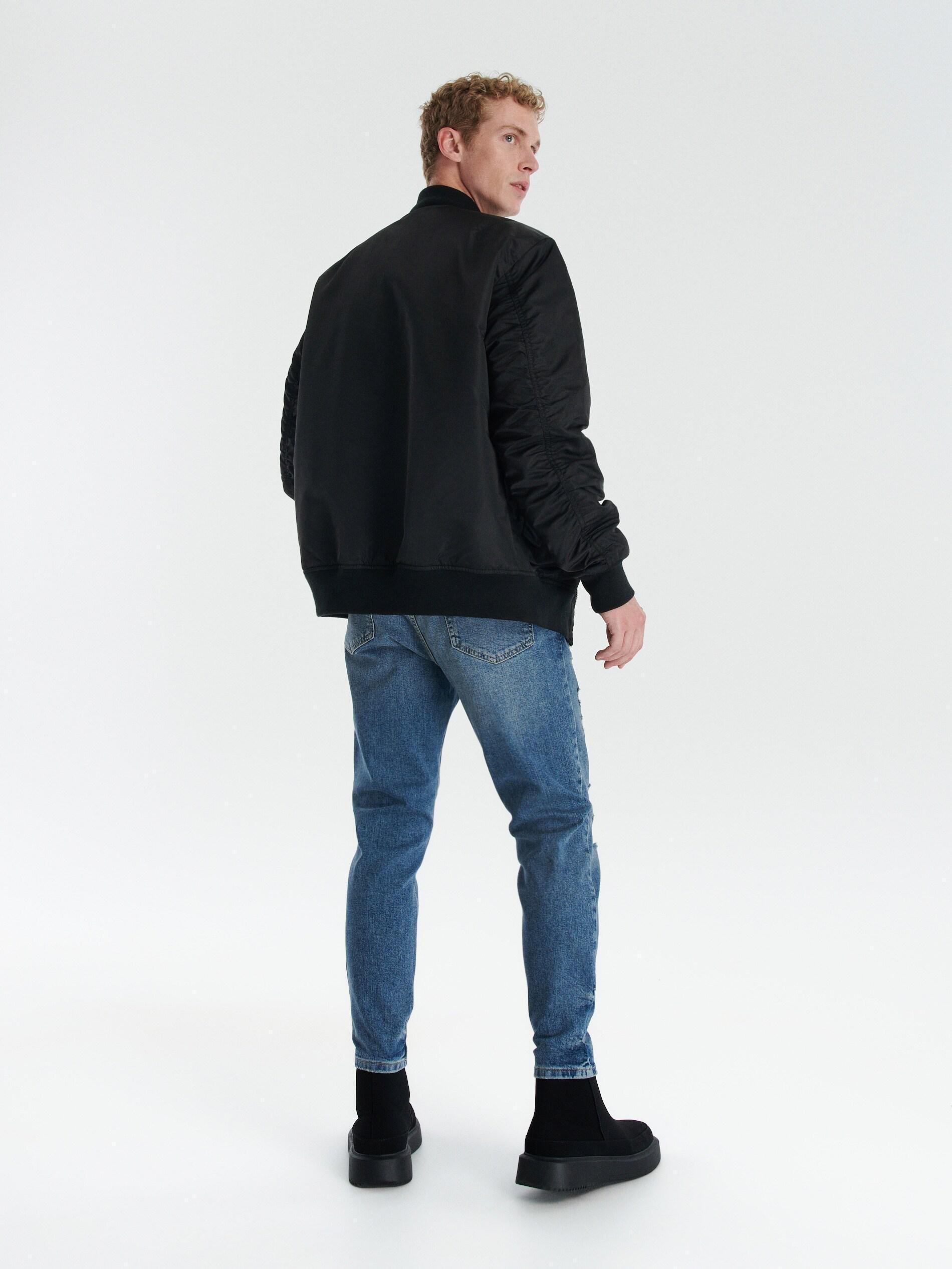 Blue Ripped Leg Carrot Jeans, , large image number 2