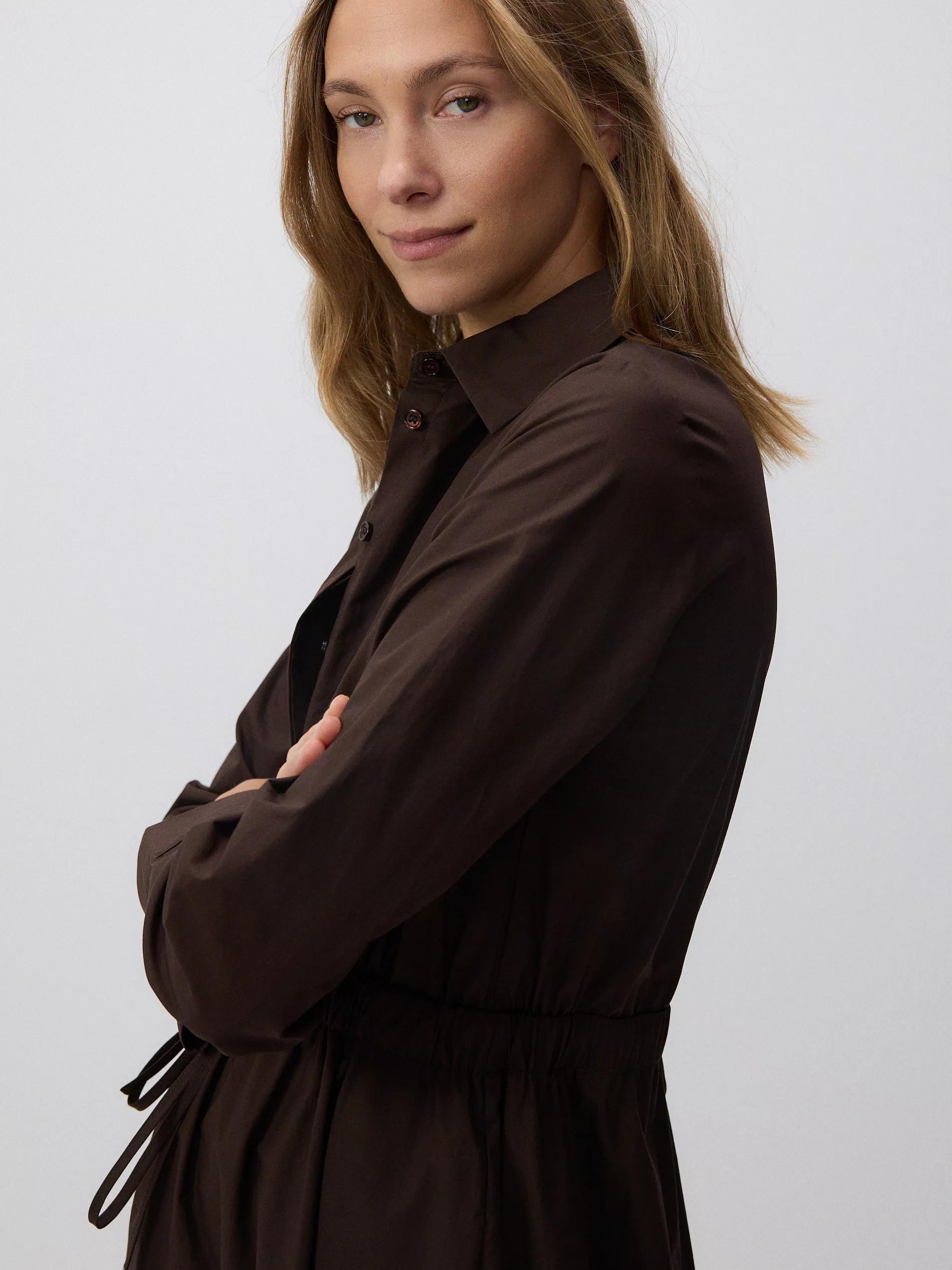 Brown Long Sleeve Midi Dress, , large image number 2
