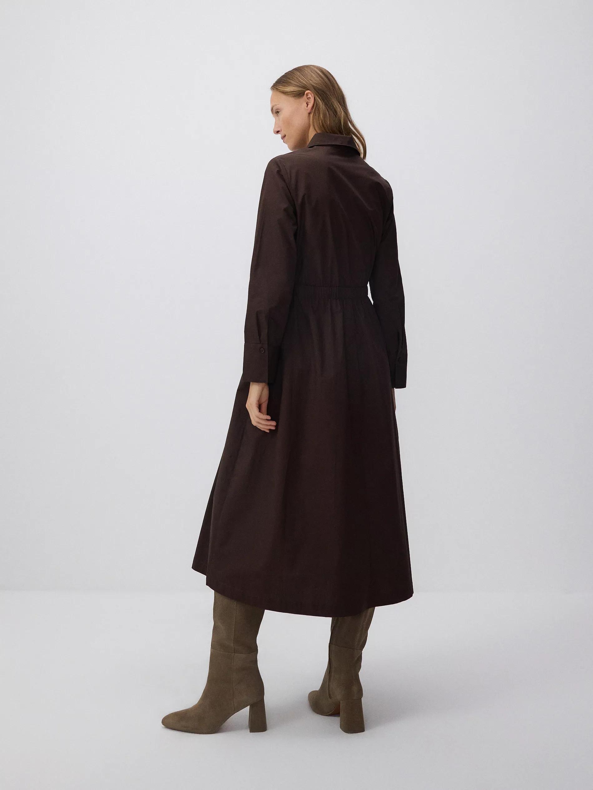 Brown Long Sleeve Midi Dress, , large image number 4
