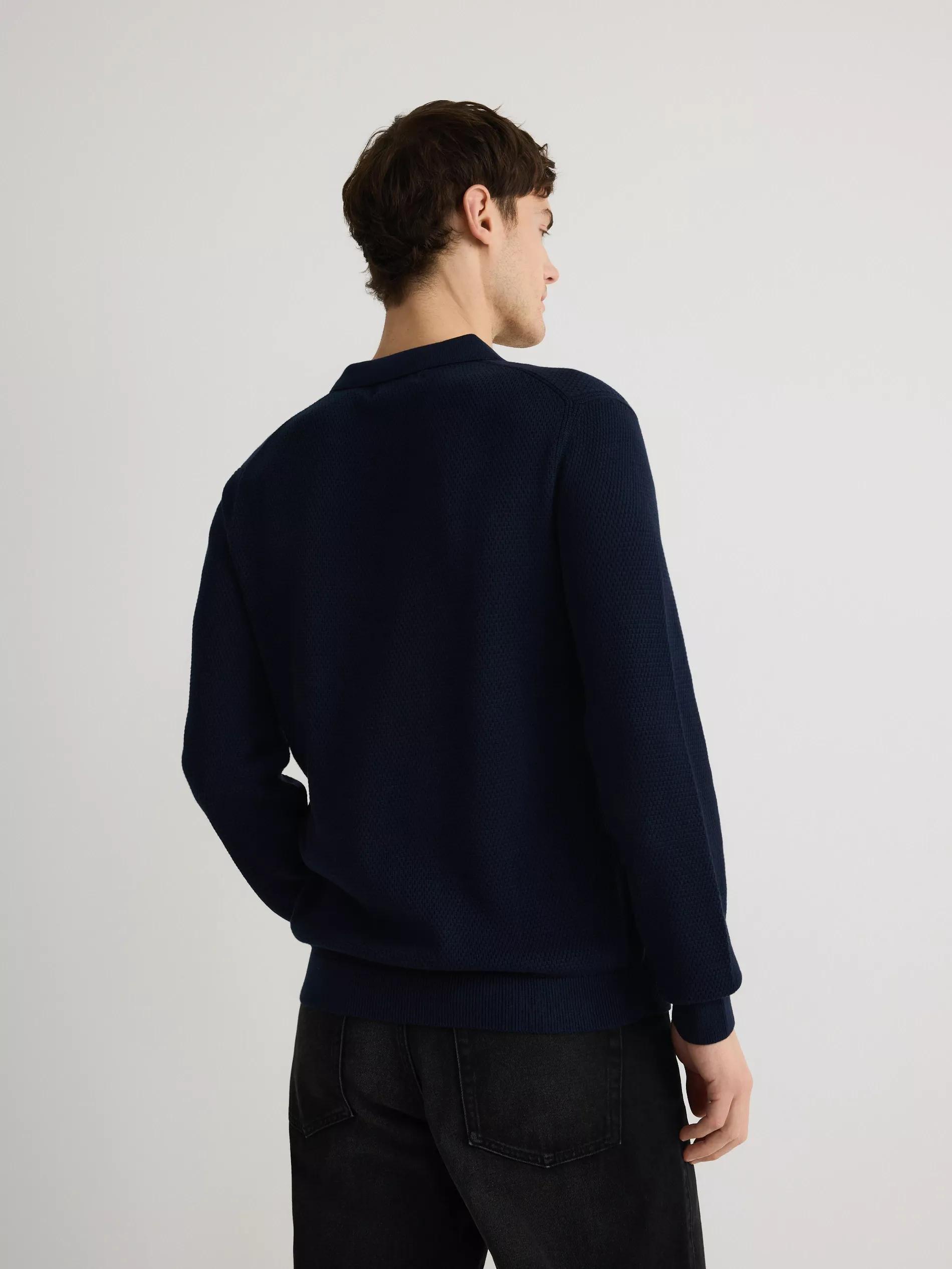 Navy Cotton Rich Polo Jumper, Navy, large image number 2