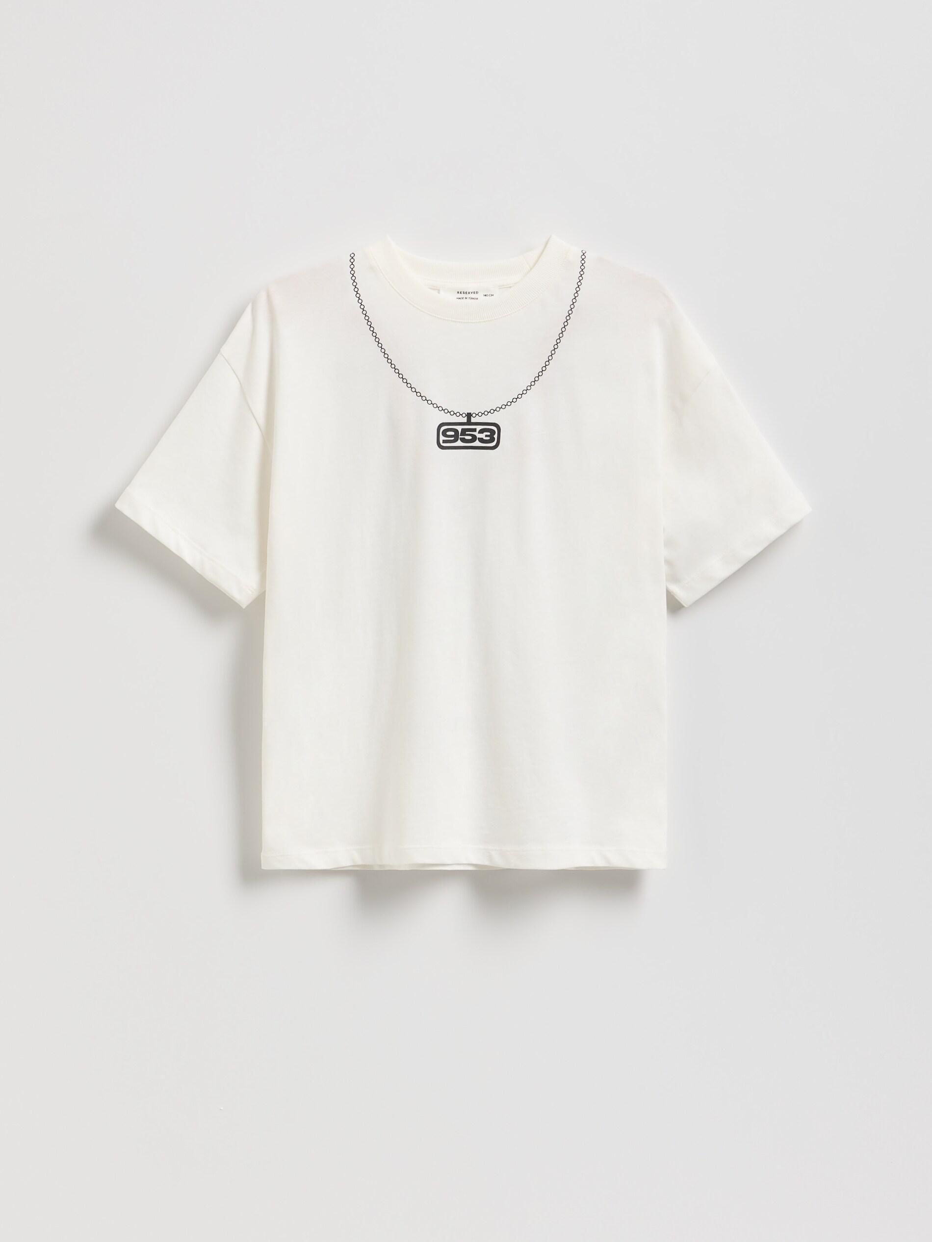 White T-Shirt With Print, White, large image number 0