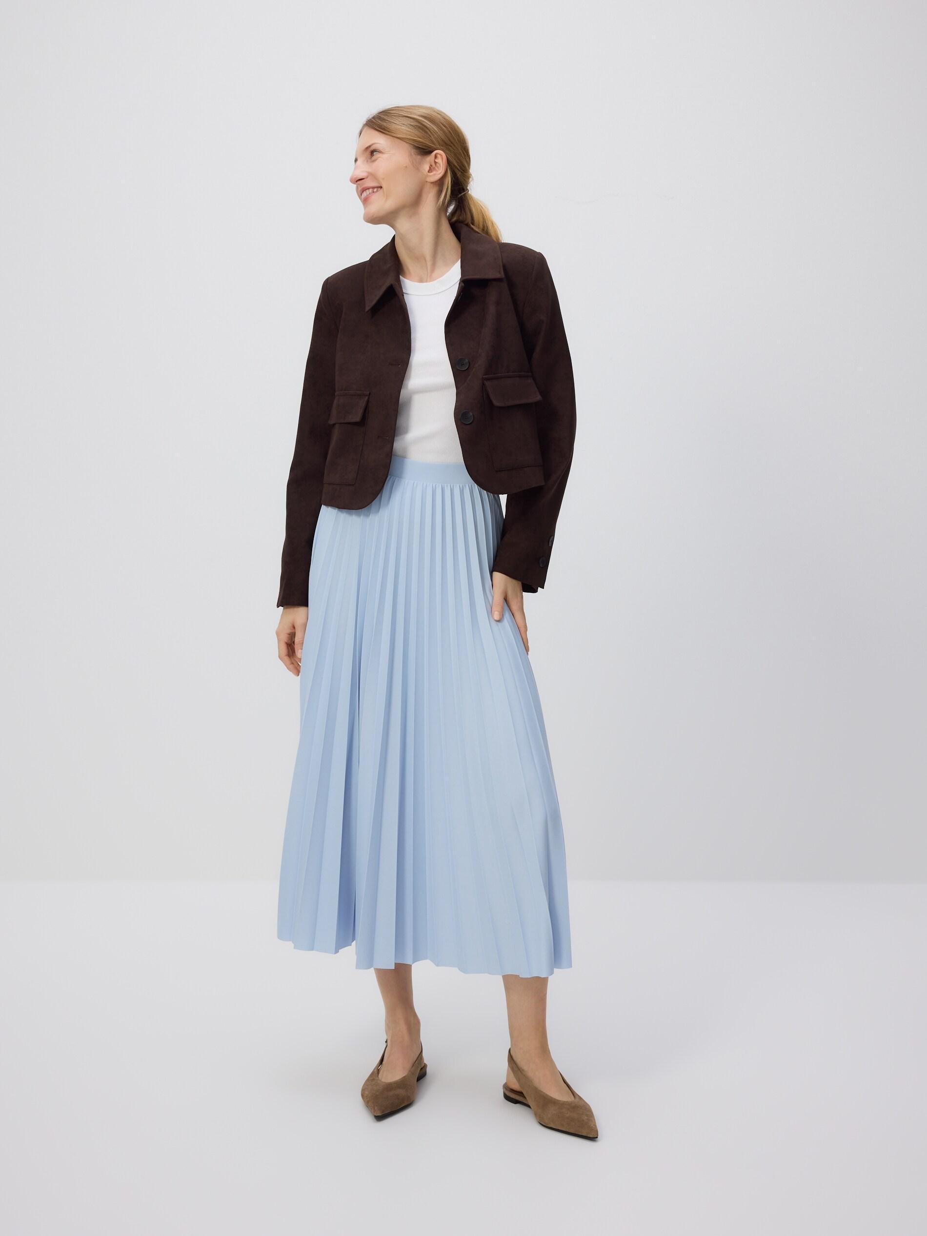 Blue Pleated Midi Skirt, Blue, large image number 0