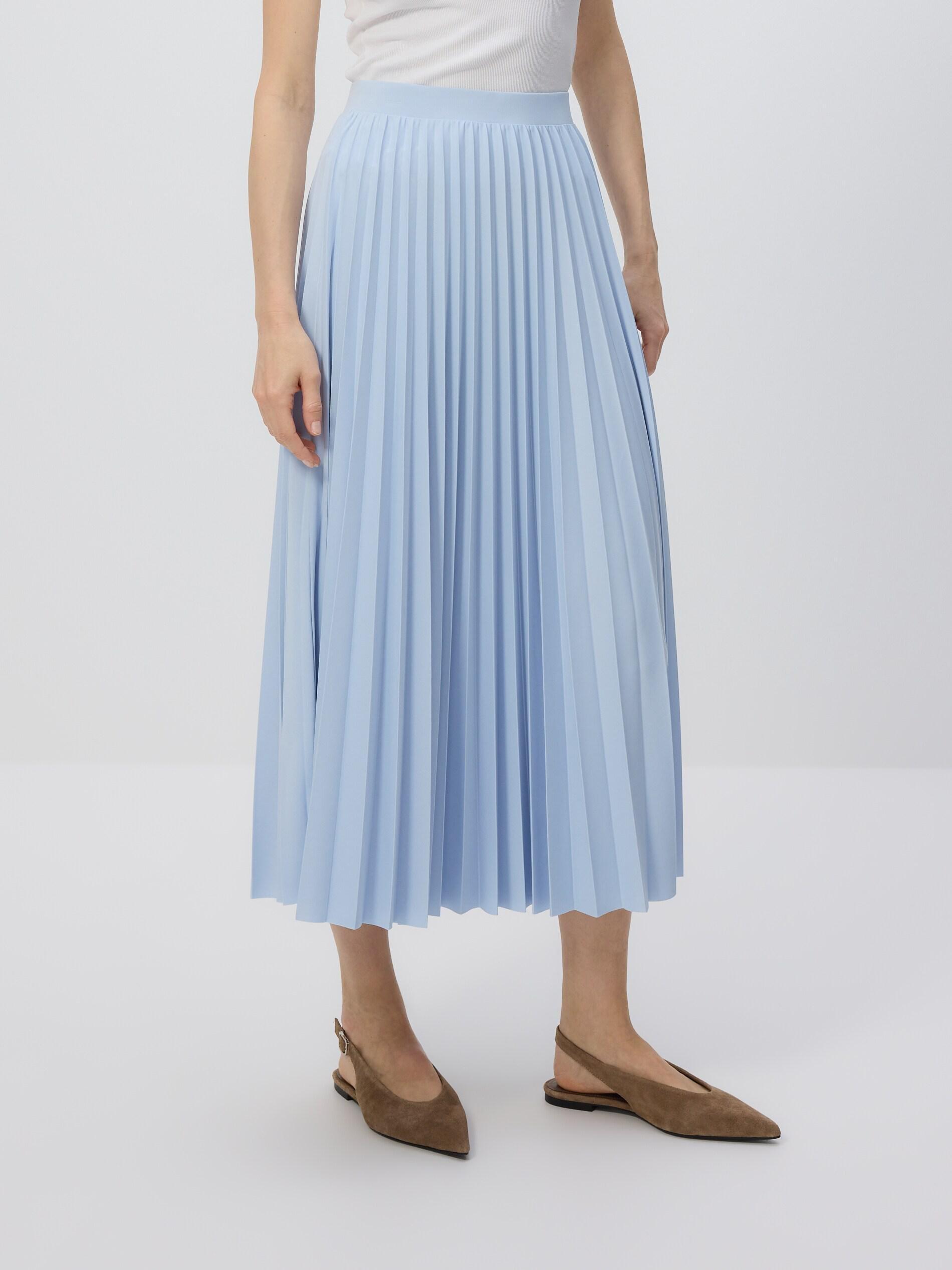 Blue Pleated Midi Skirt, Blue, large image number 1