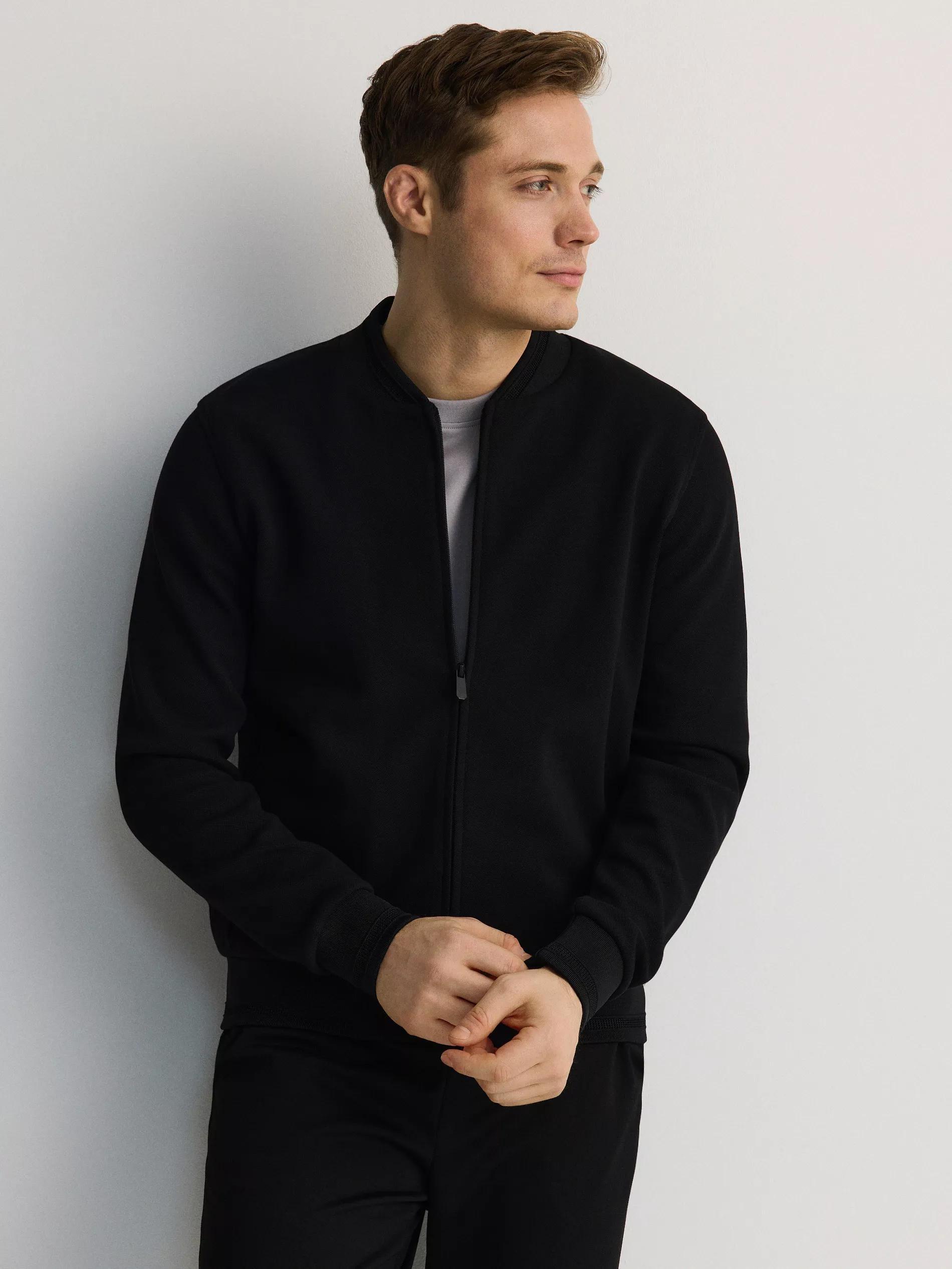 Black Sports Bomber Jacket, , medium