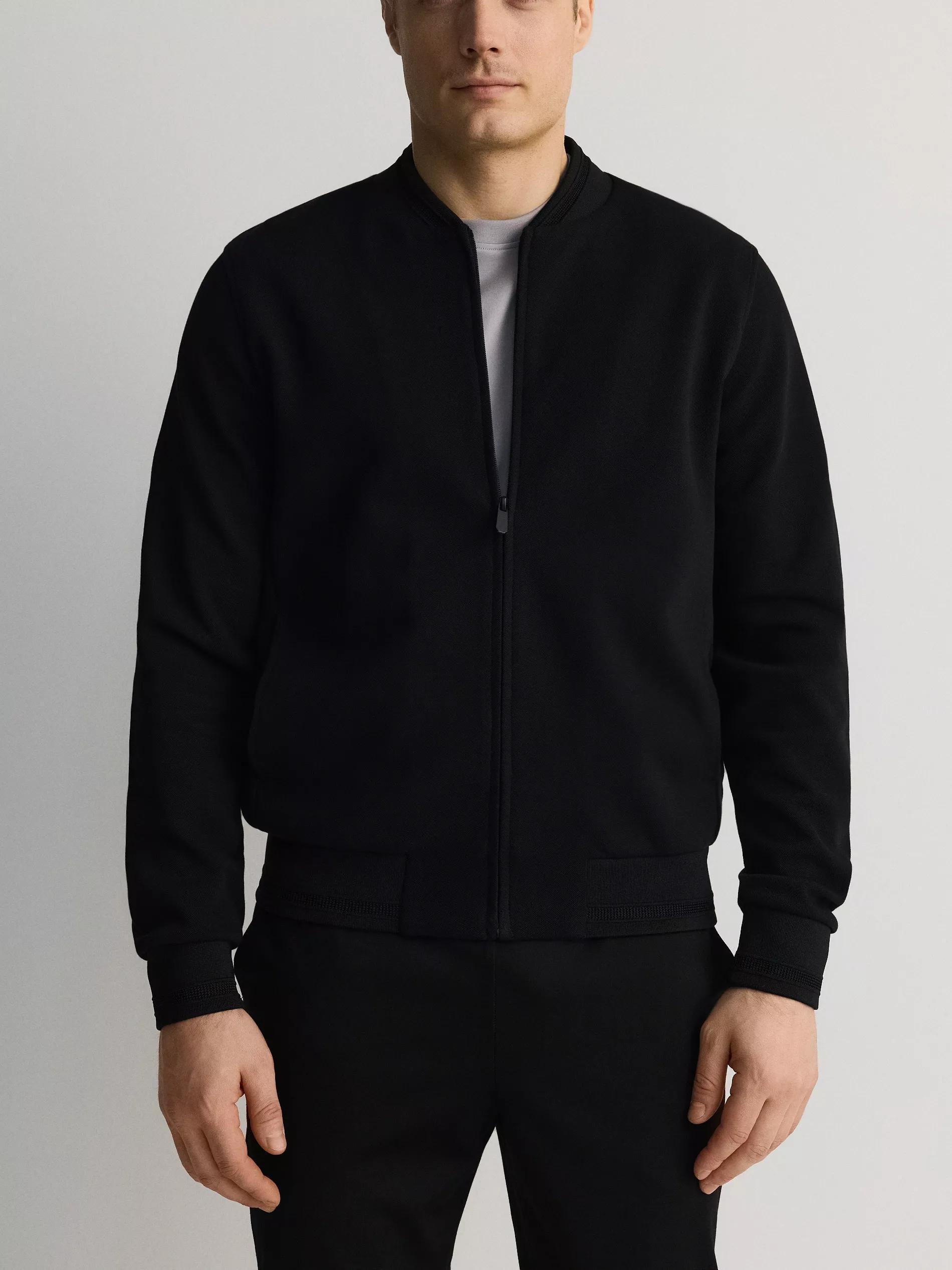 Black Sports Bomber Jacket, , large image number 2