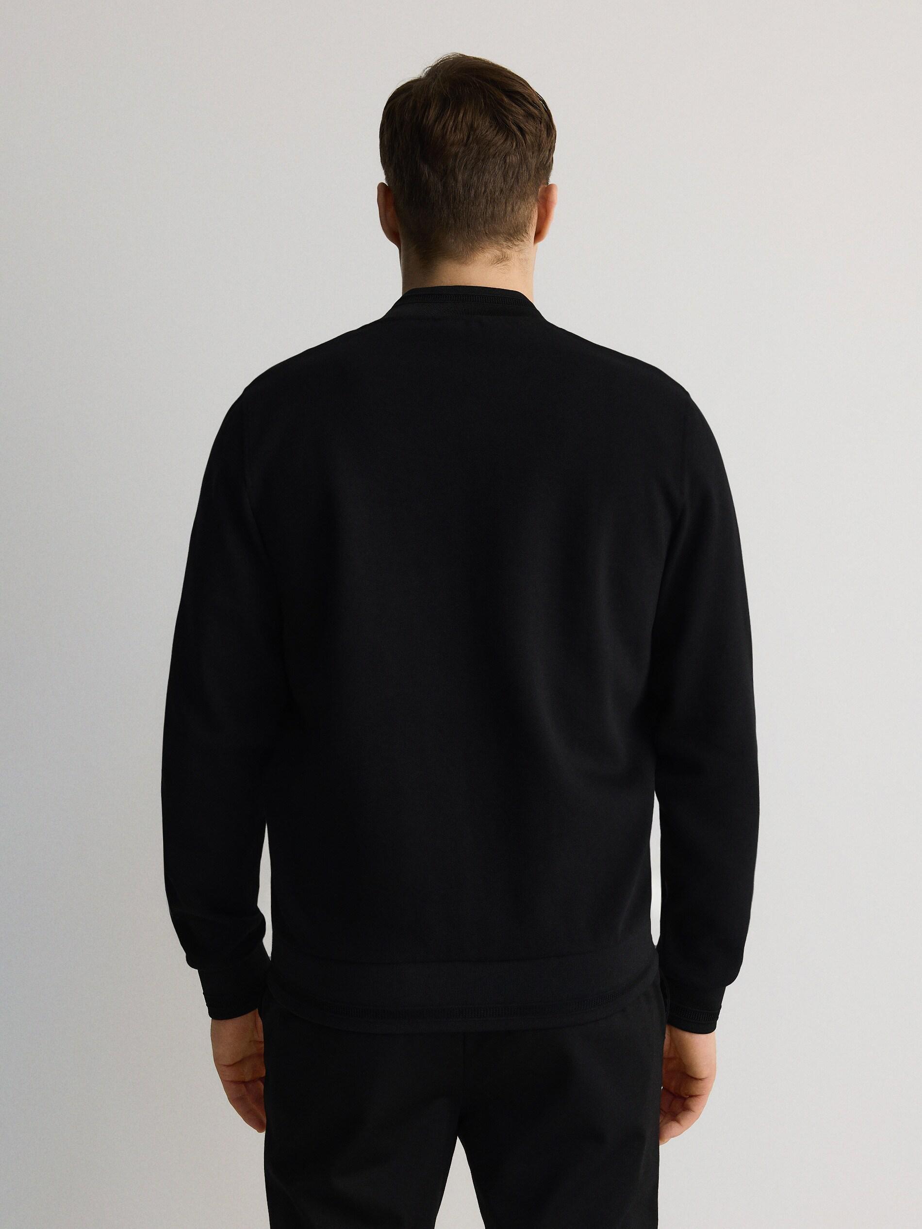 Black Sports Bomber Jacket, Black, large image number 3