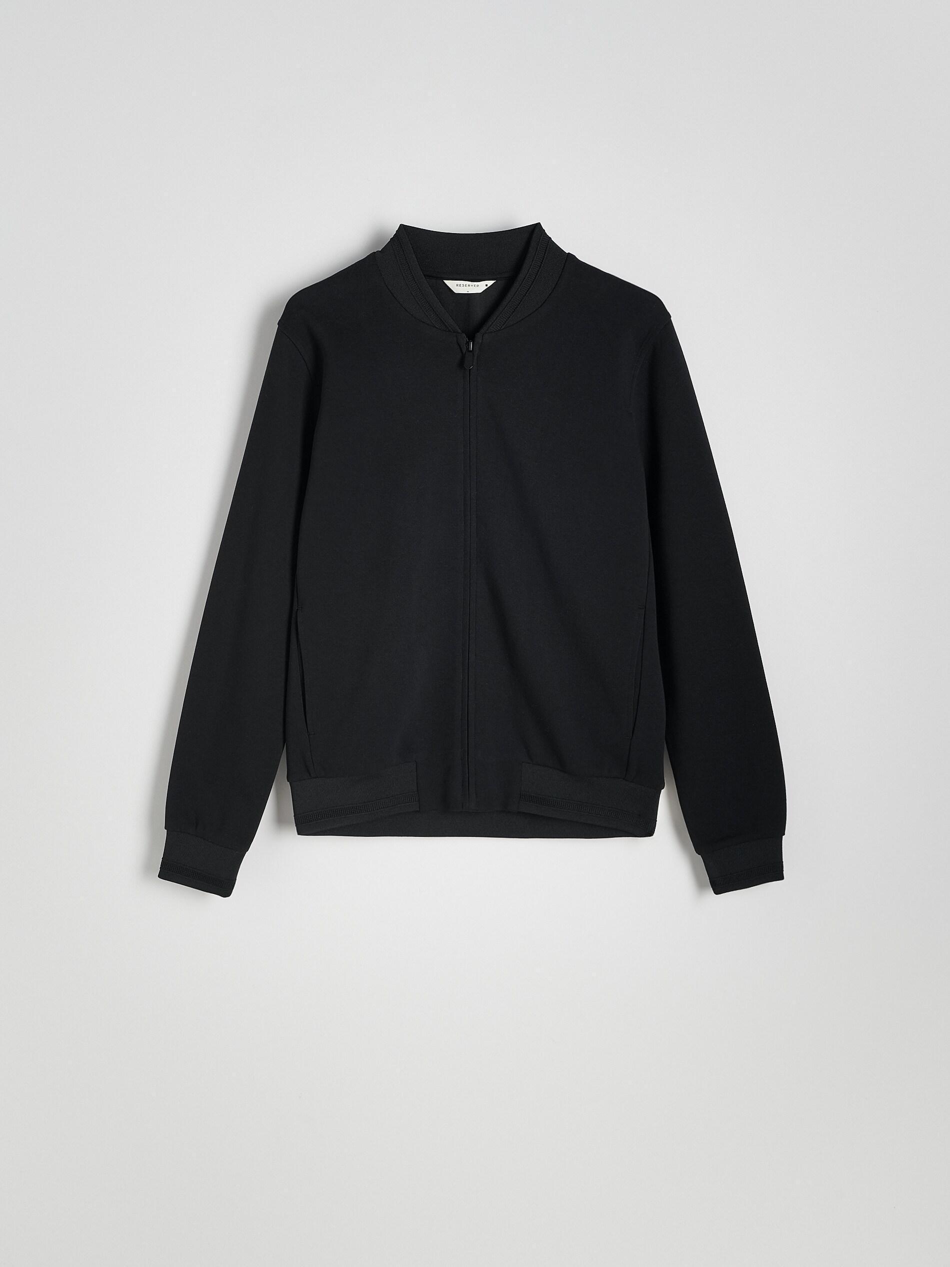 Black Sports Bomber Jacket, Black, large image number 4