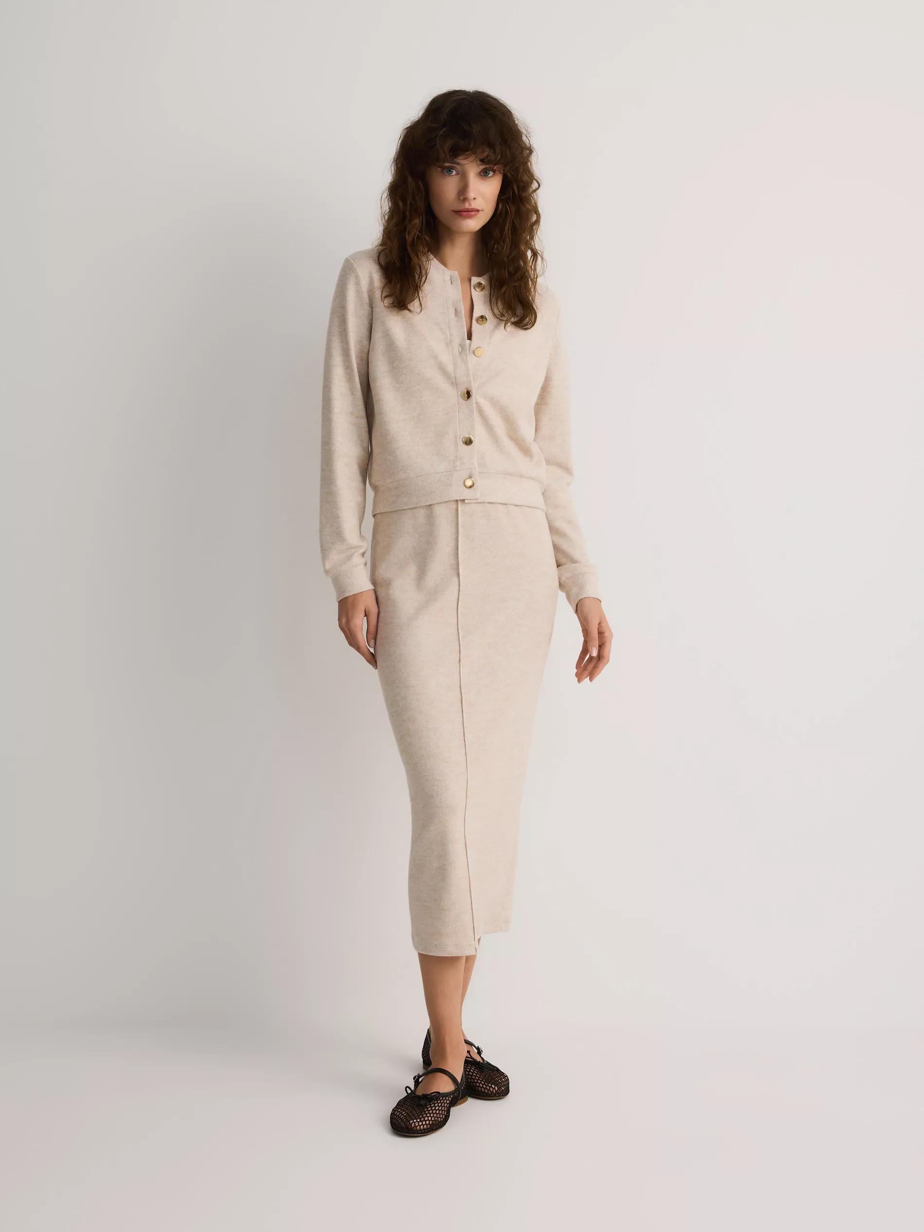 Beige Jersey Maxi Skirt, , large image number 0