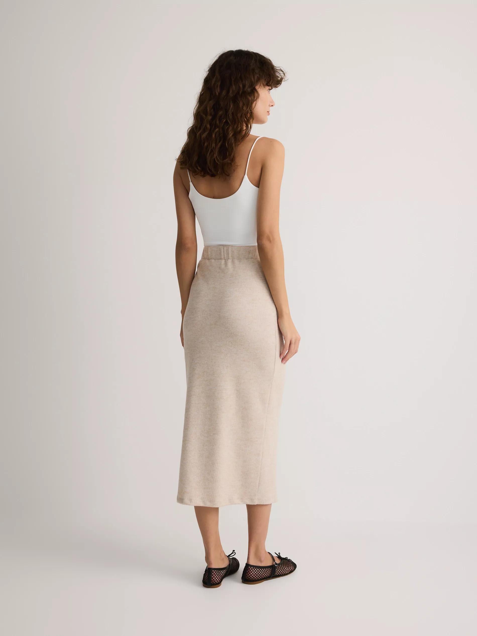 Beige Jersey Maxi Skirt, , large image number 2