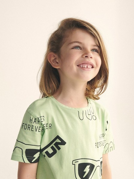 Reserved - Pale Green Cotton T-Shirt With Print