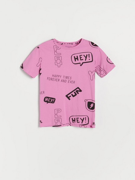 Reserved - Fuchsia Cotton T-Shirt With Print