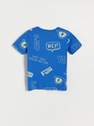 Reserved - Blue Cotton T-Shirt With Print