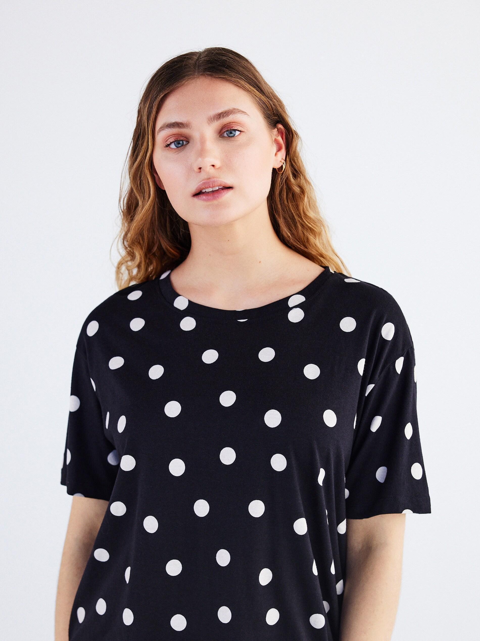 Black Polka dot cotton rich pyjama set, , large image number 3