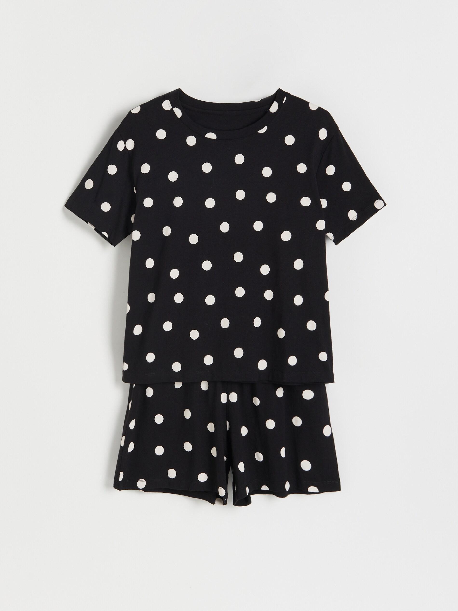 Black Polka dot cotton rich pyjama set, , large image number 5
