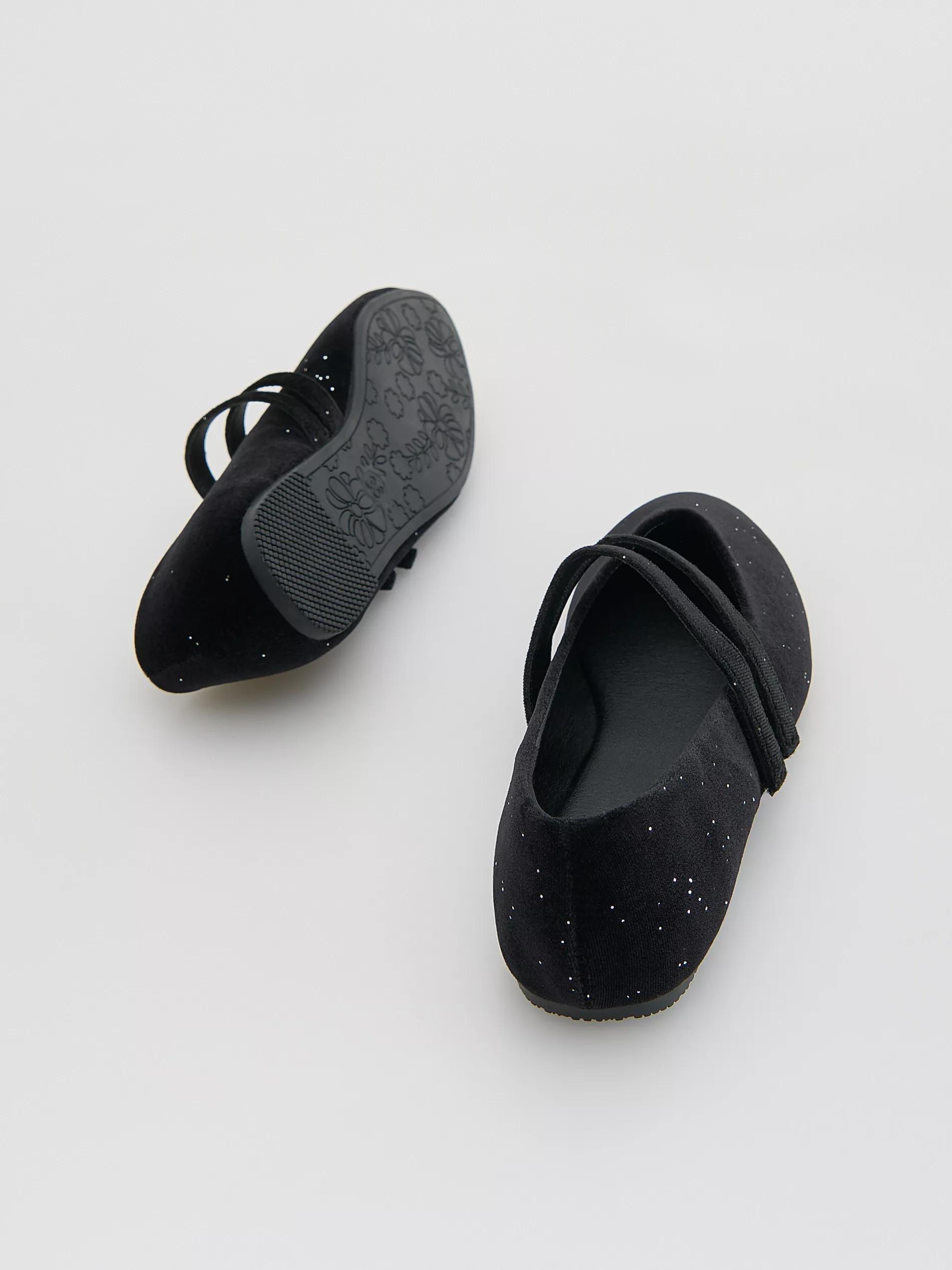 Black Velour Ballerinas, Black, large image number 3