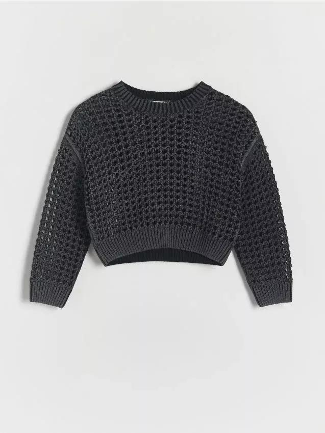 Reserved - Black Shiny Openwork Jumper