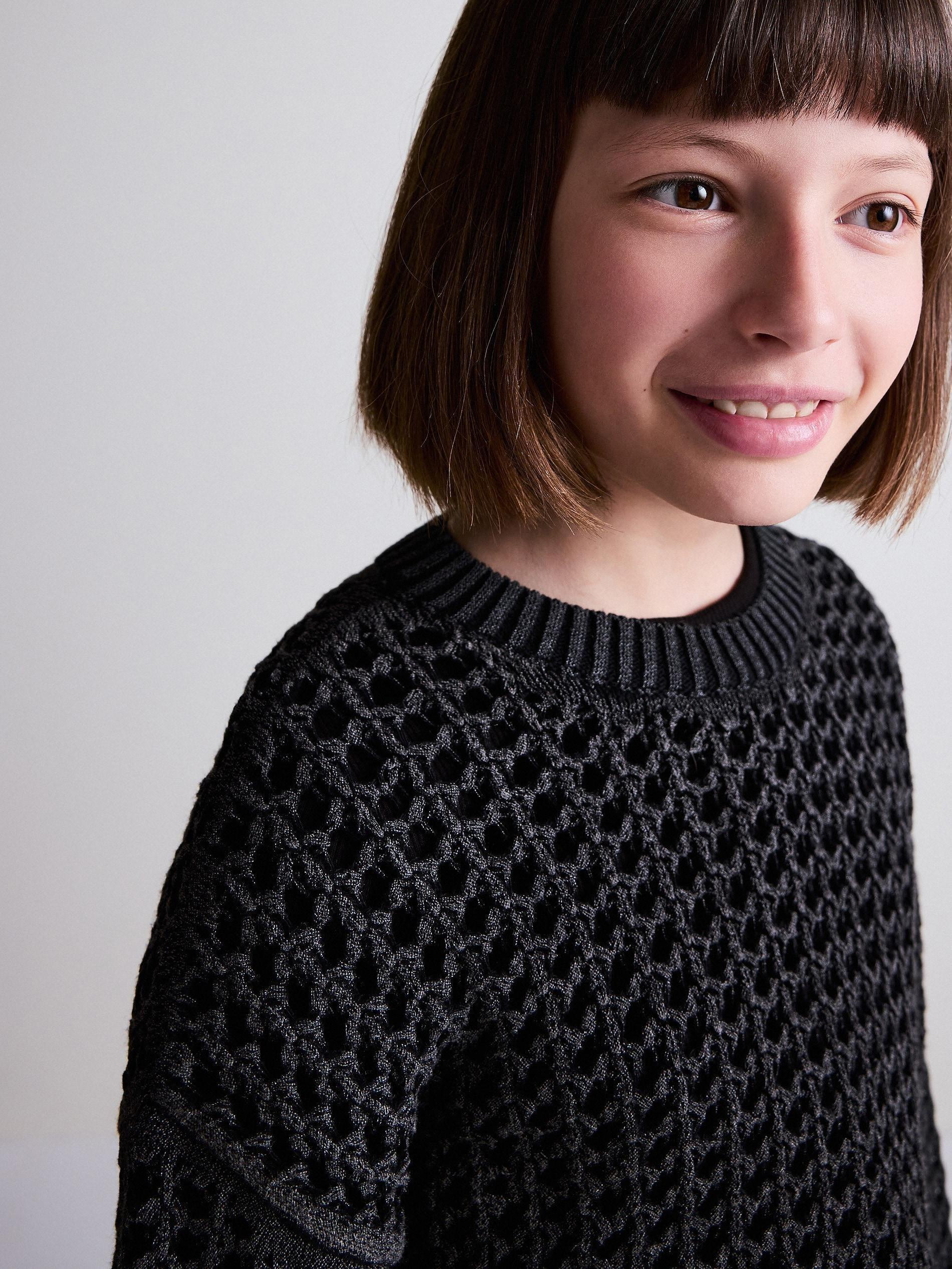 Black Shiny Openwork Jumper, , large image number 5