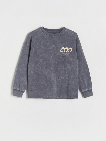Reserved - Grey Oversize Hoodie With Prints, Kids Boys