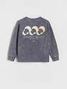 Reserved - Grey Oversize Hoodie With Prints, Kids Boys