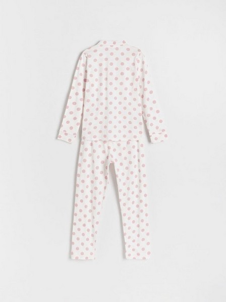 Reserved - Cream Polka Dot Cotton Rich Pyjama Set, Kids Girls