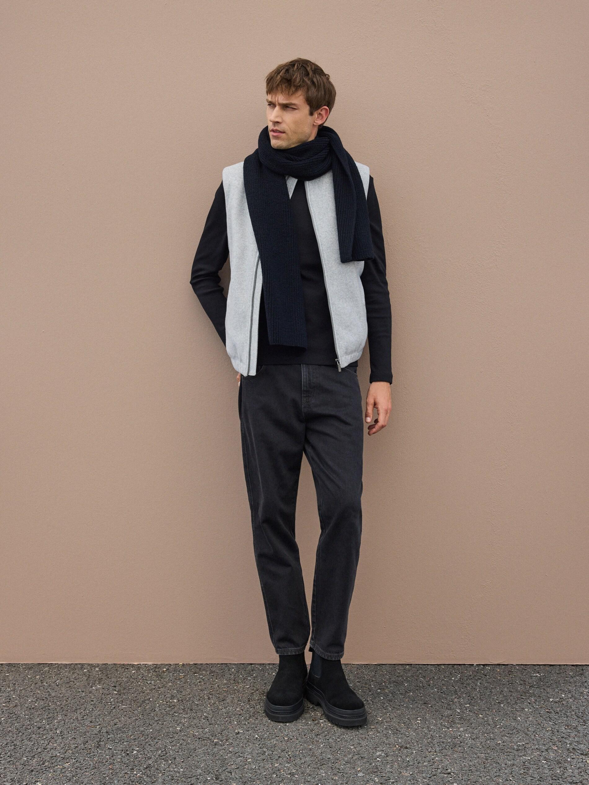 Grey Wool Mix Vest, Light grey, large image number 0
