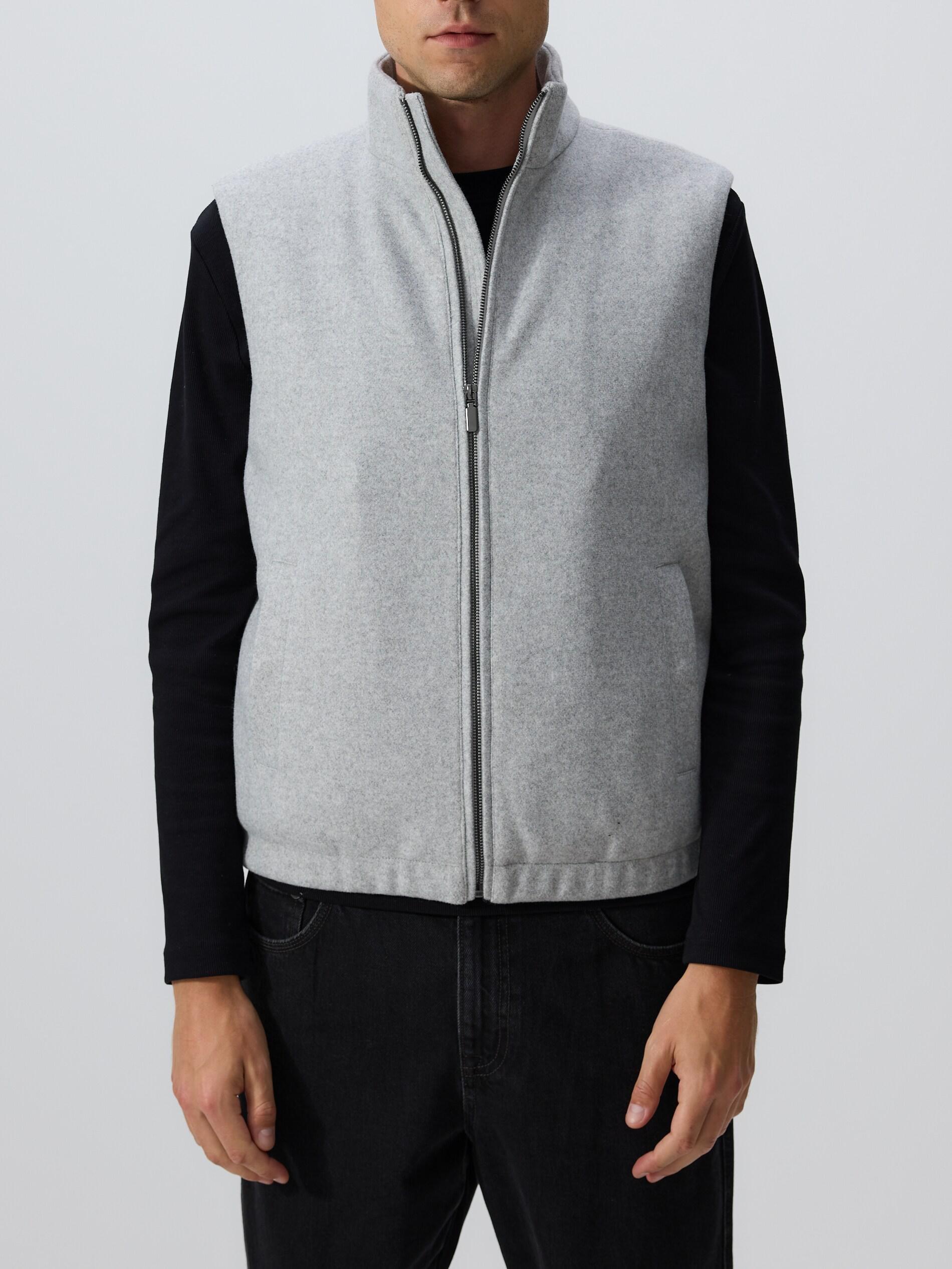 Grey Wool Mix Vest, Light grey, large image number 2