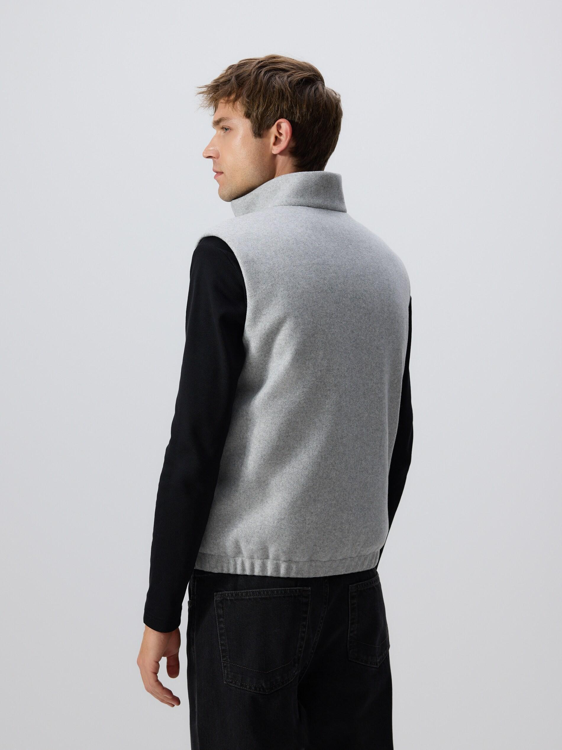 Grey Wool Mix Vest, Light grey, large image number 4