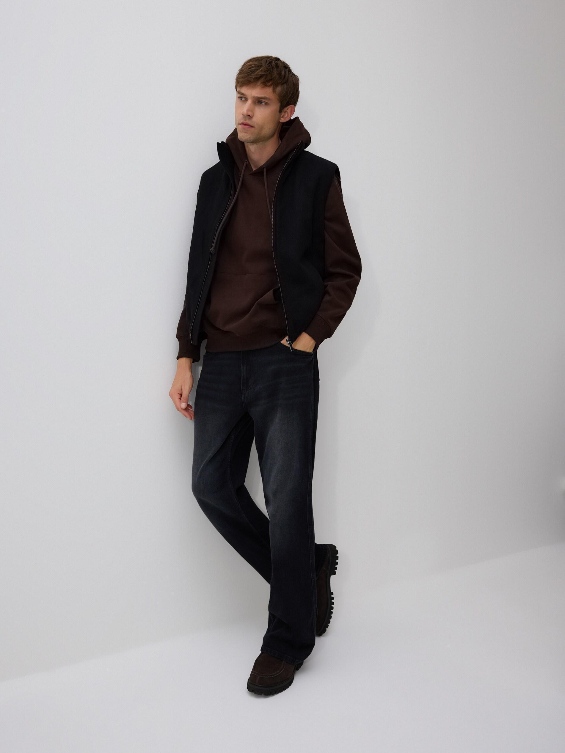 Black Wool Mix Vest, Black, large image number 1