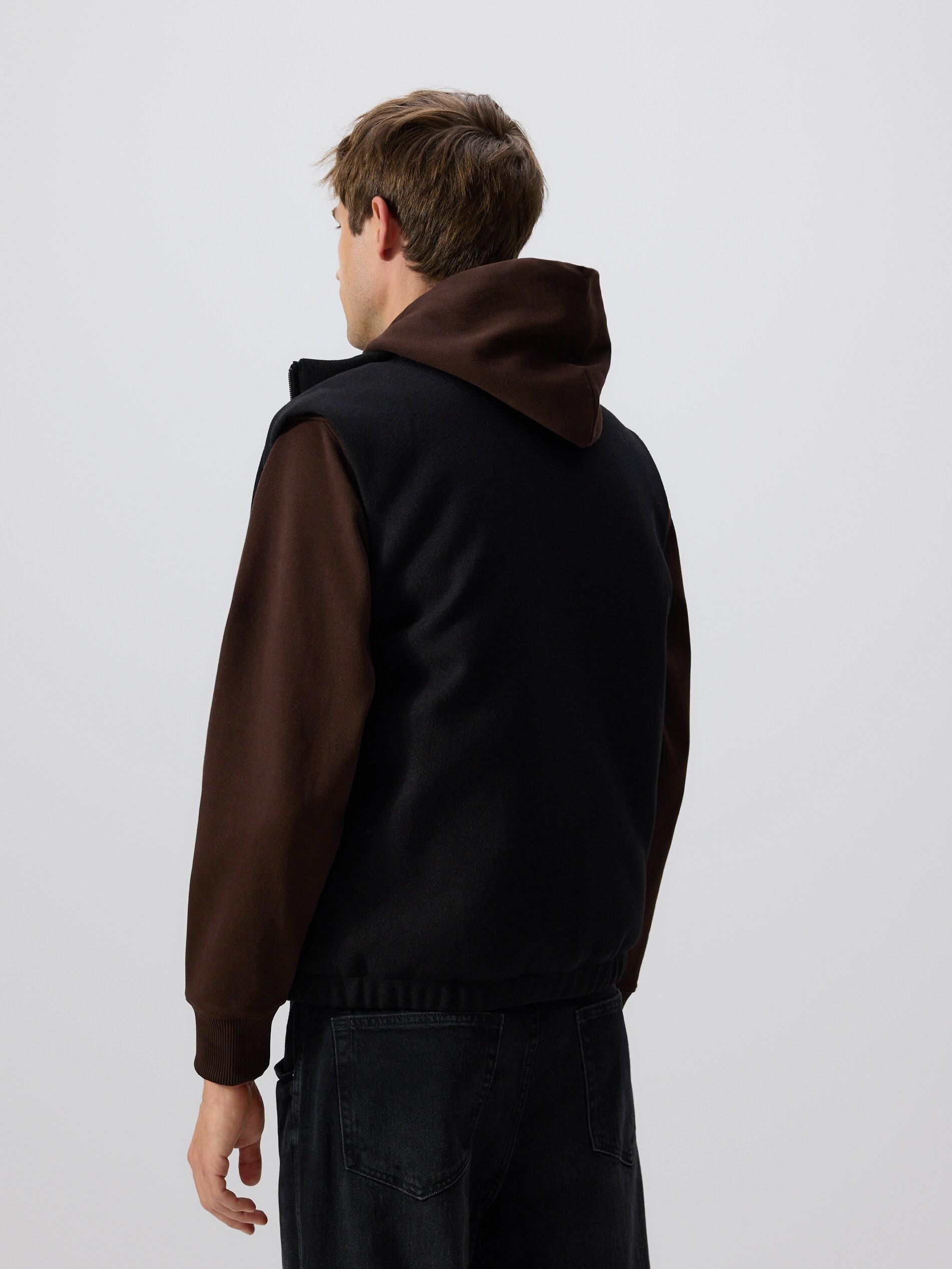 Black Wool Mix Vest, Black, large image number 3