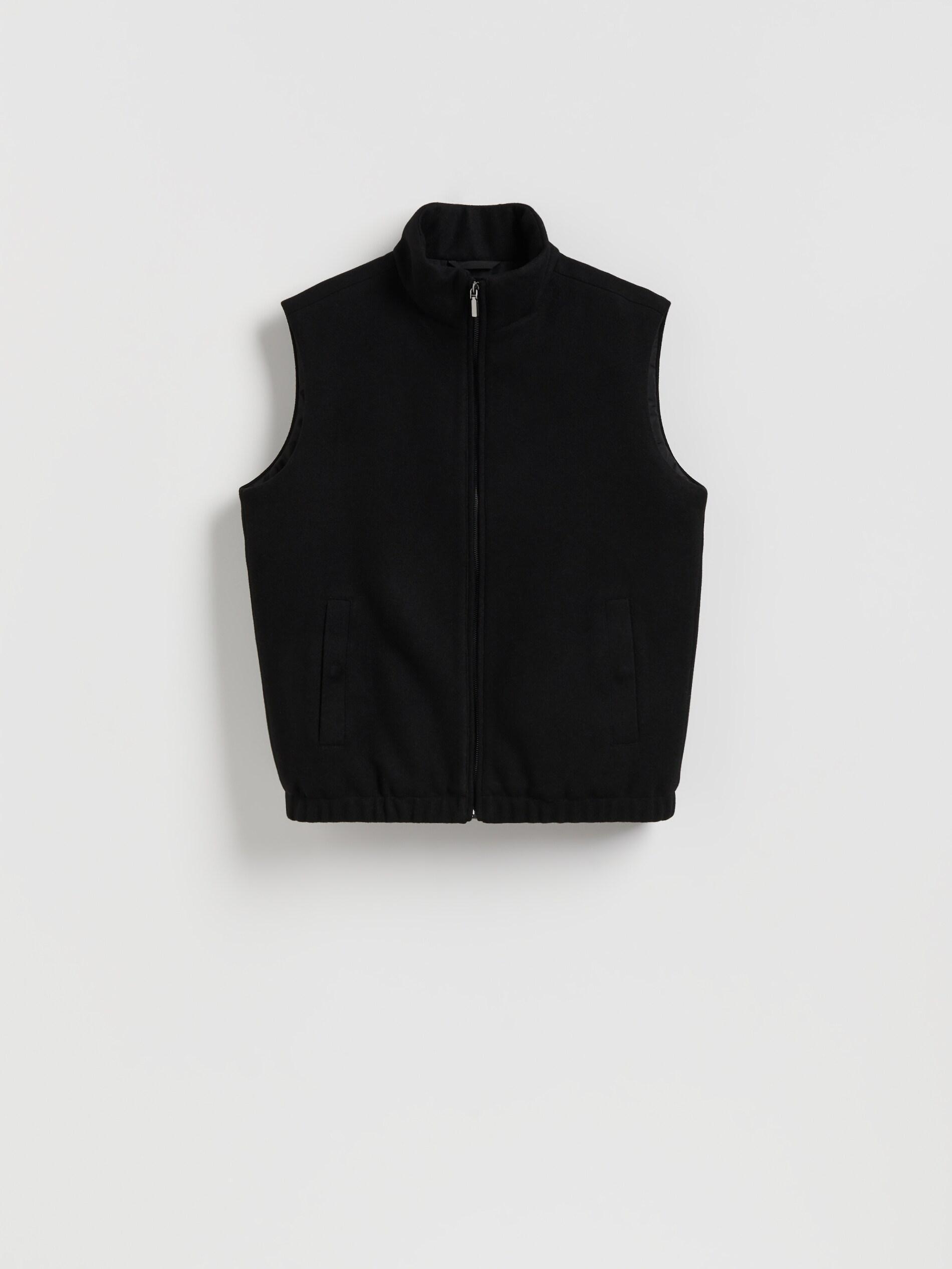 Black Wool Mix Vest, Black, large image number 4