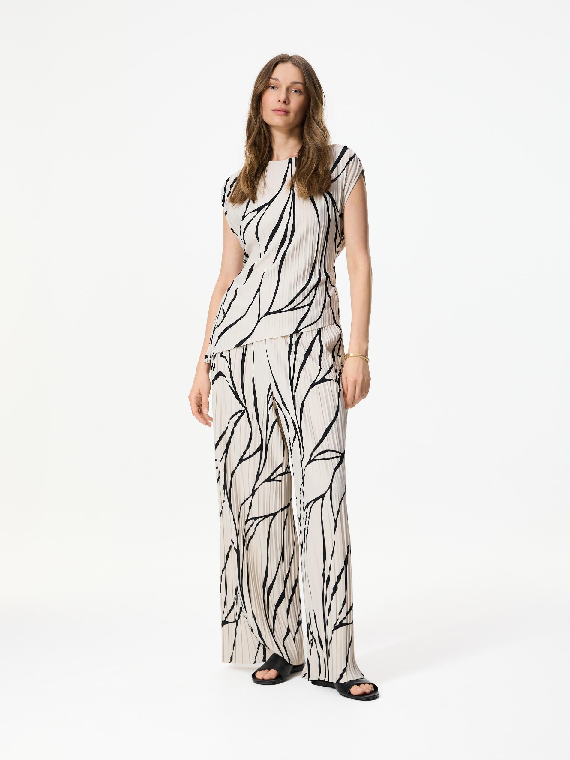 Beige Patterned Trousers, Beige, large image number 3