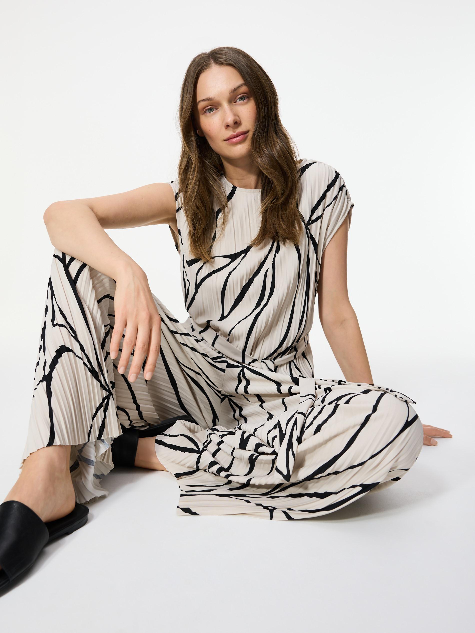 Beige Patterned Trousers, Beige, large image number 4
