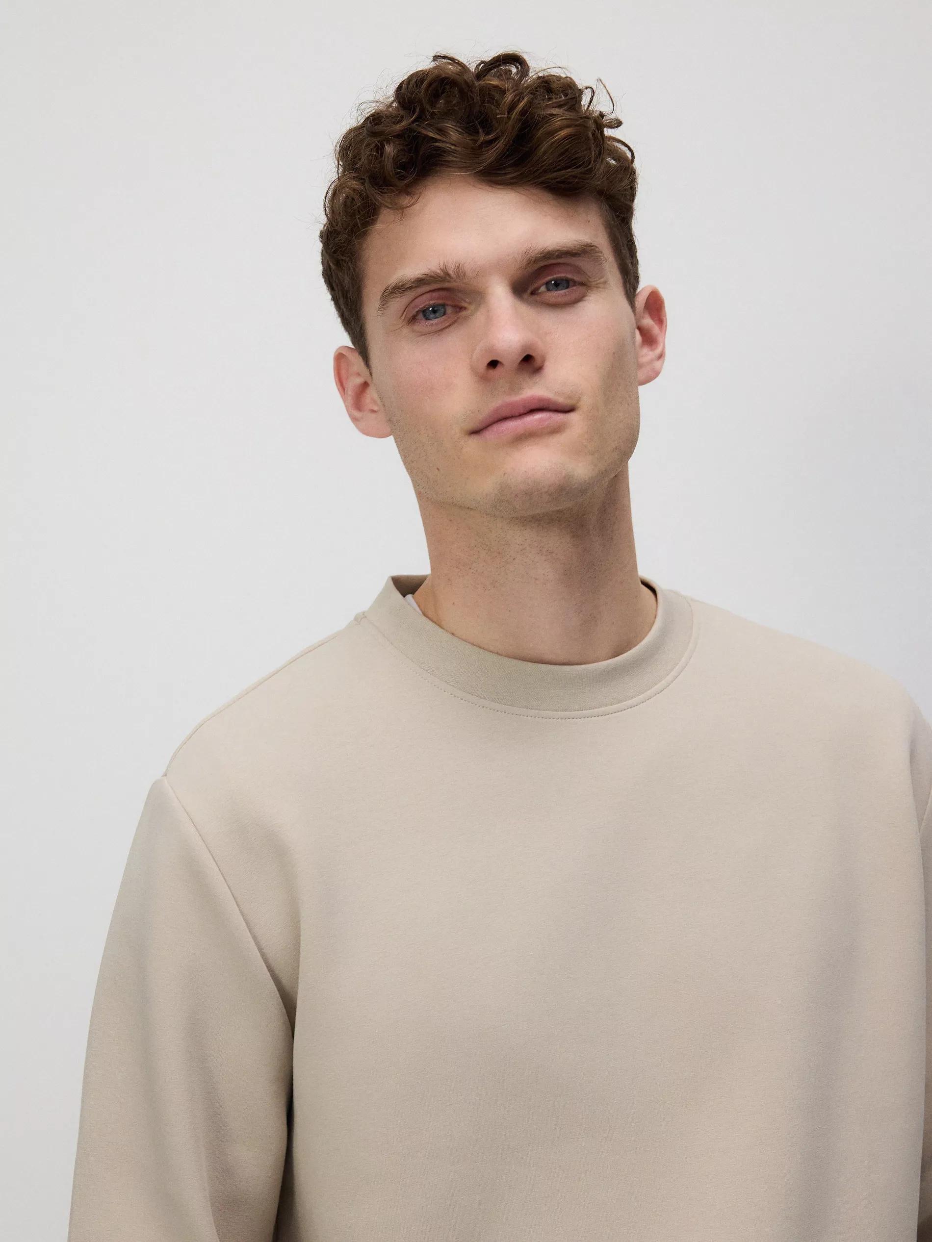 Beige Plain Sports Top With High Cotton Content, , large image number 0