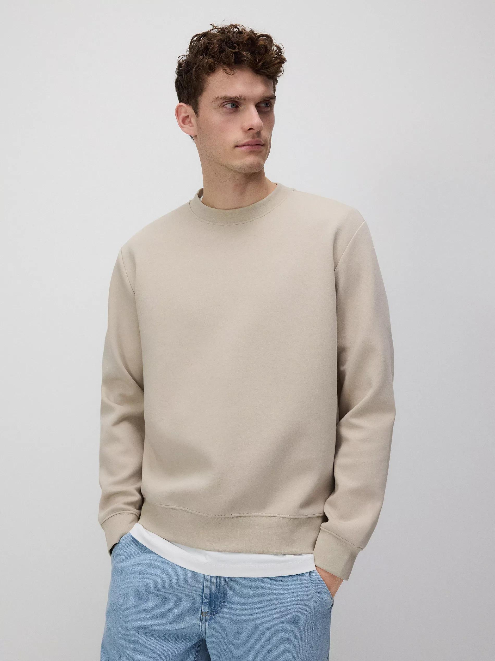 Beige Plain Sports Top With High Cotton Content, , large image number 1