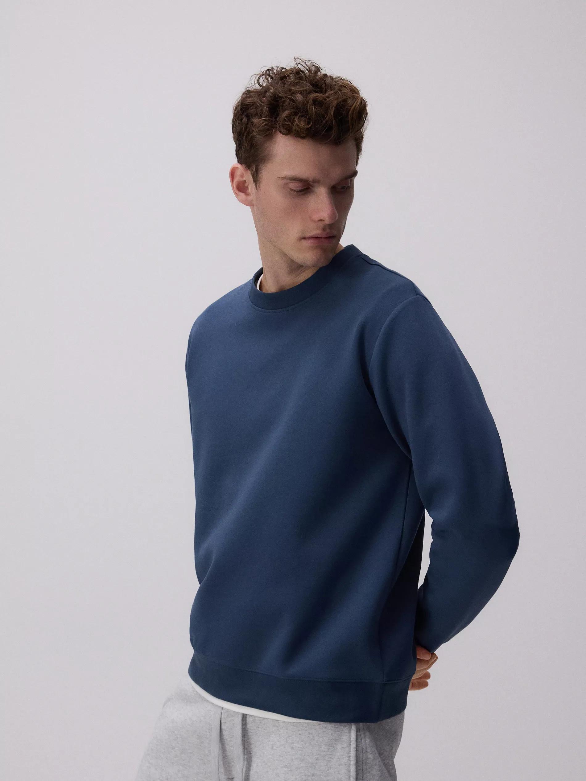 Blue Plain Sports Top With High Cotton Content, , large image number 3