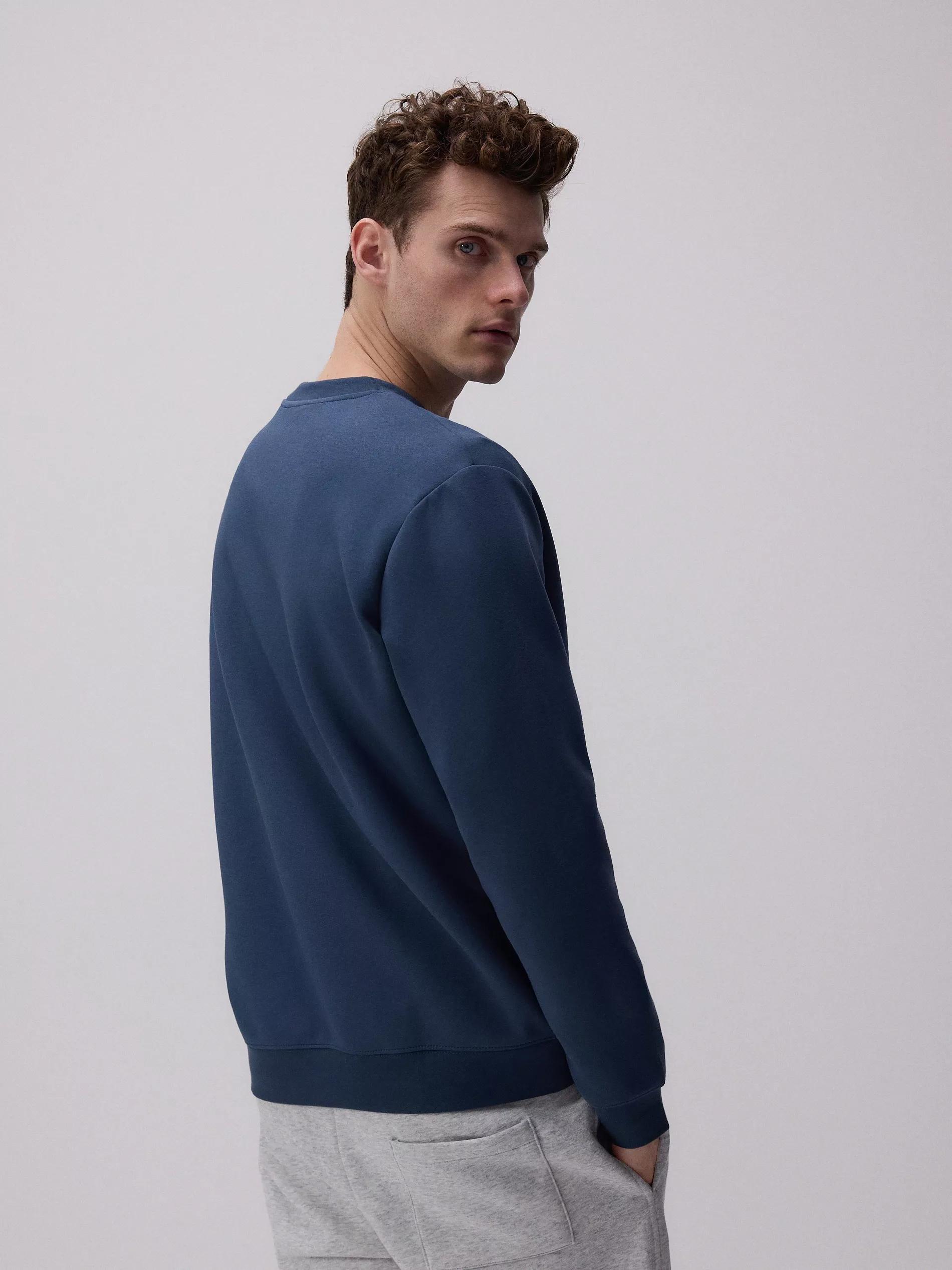 Blue Plain Sports Top With High Cotton Content, , large image number 4