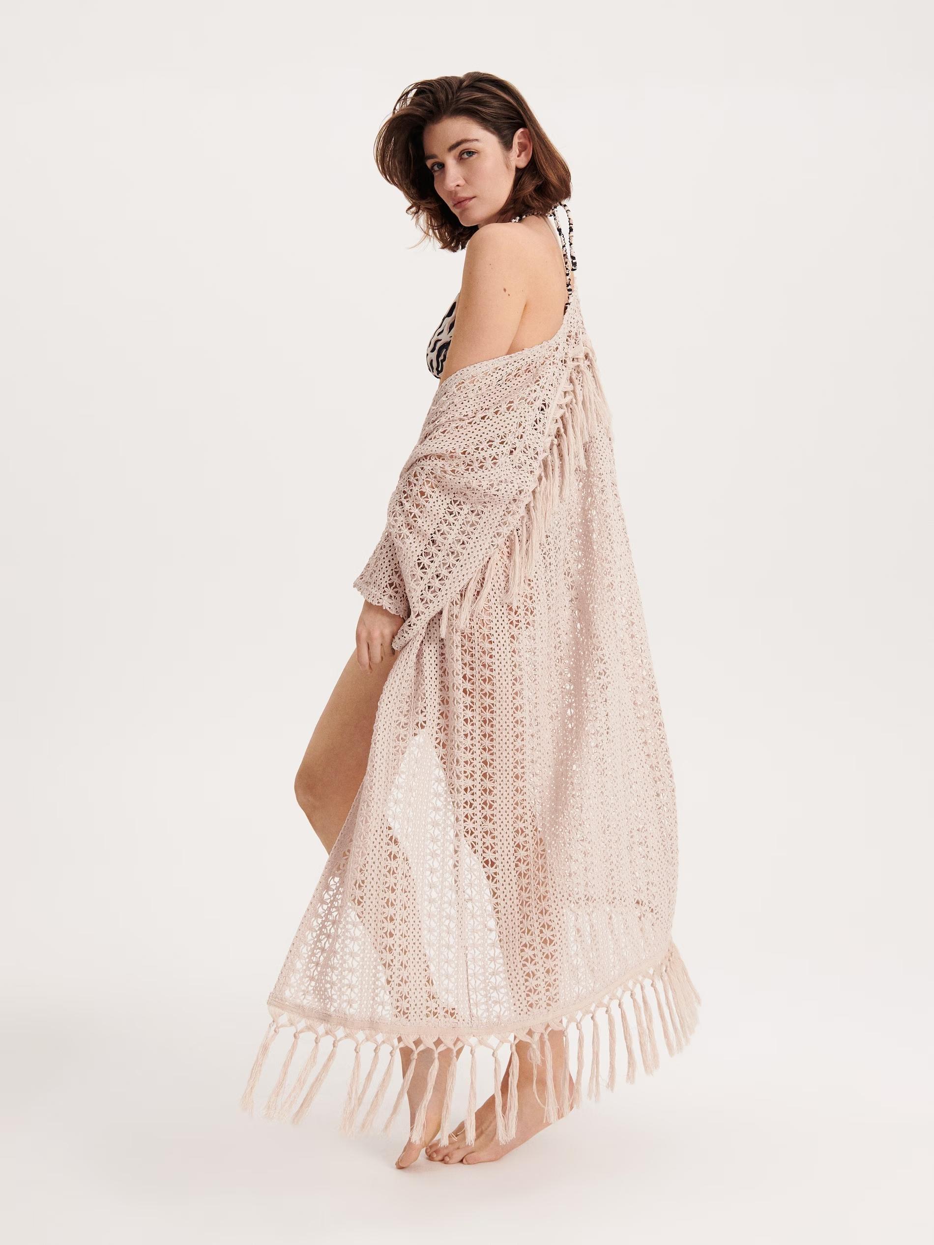 Beige Openwork Cover Up, Beige, large image number 0