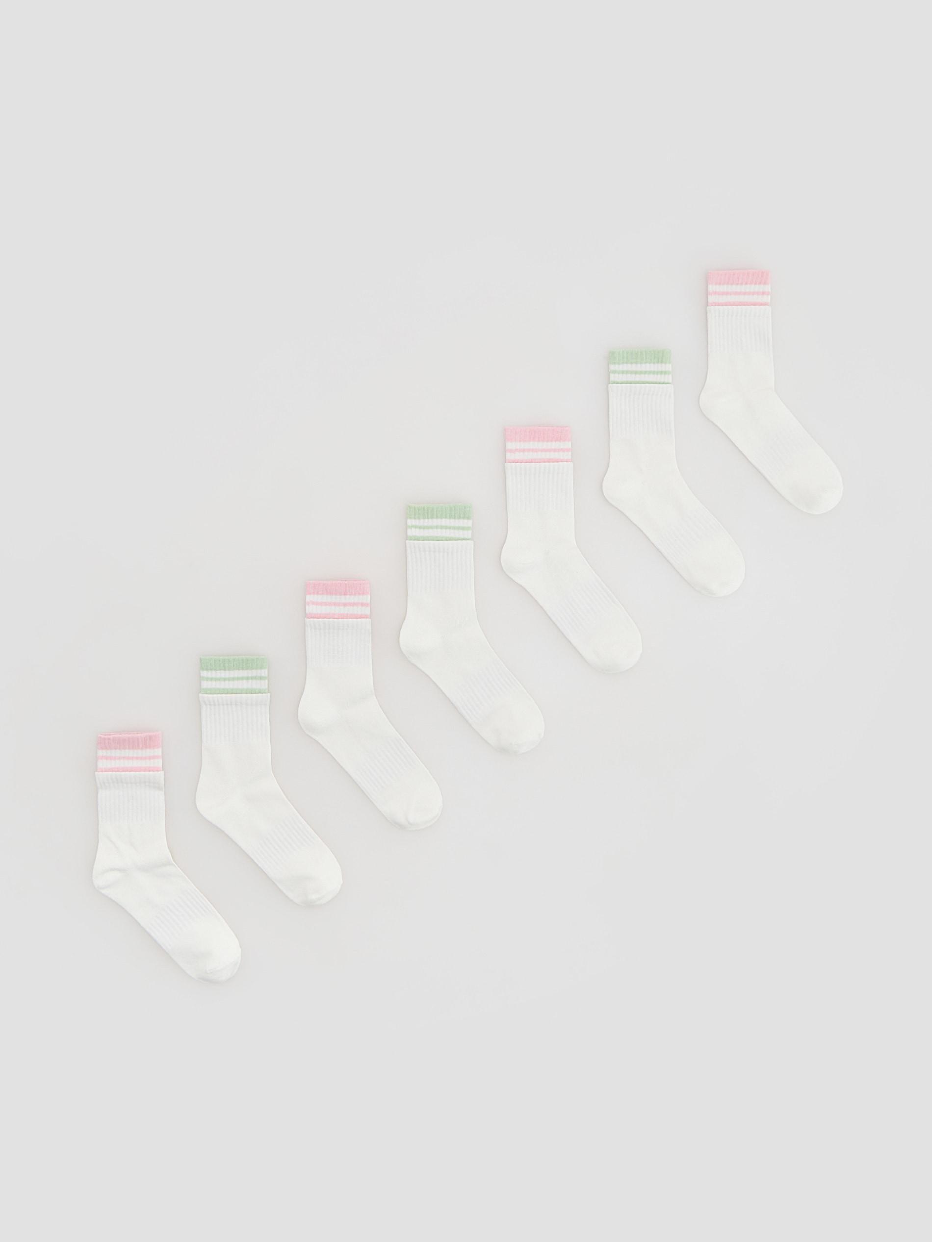 Cream Cotton Rich Socks 7 Pack, Ivory, medium