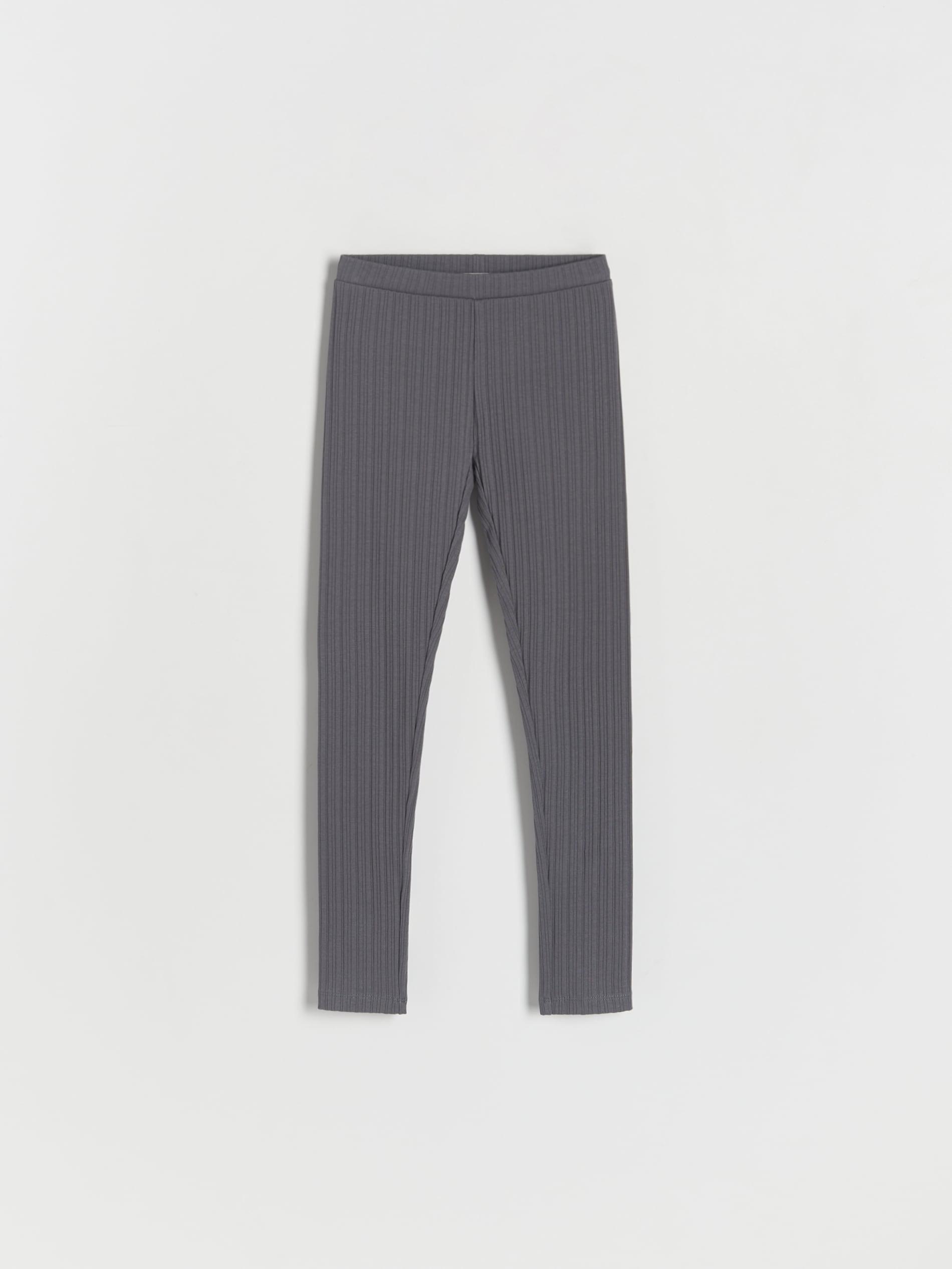Grey Rib Knit Jersey Leggings, Kids Girls, , large image number 2