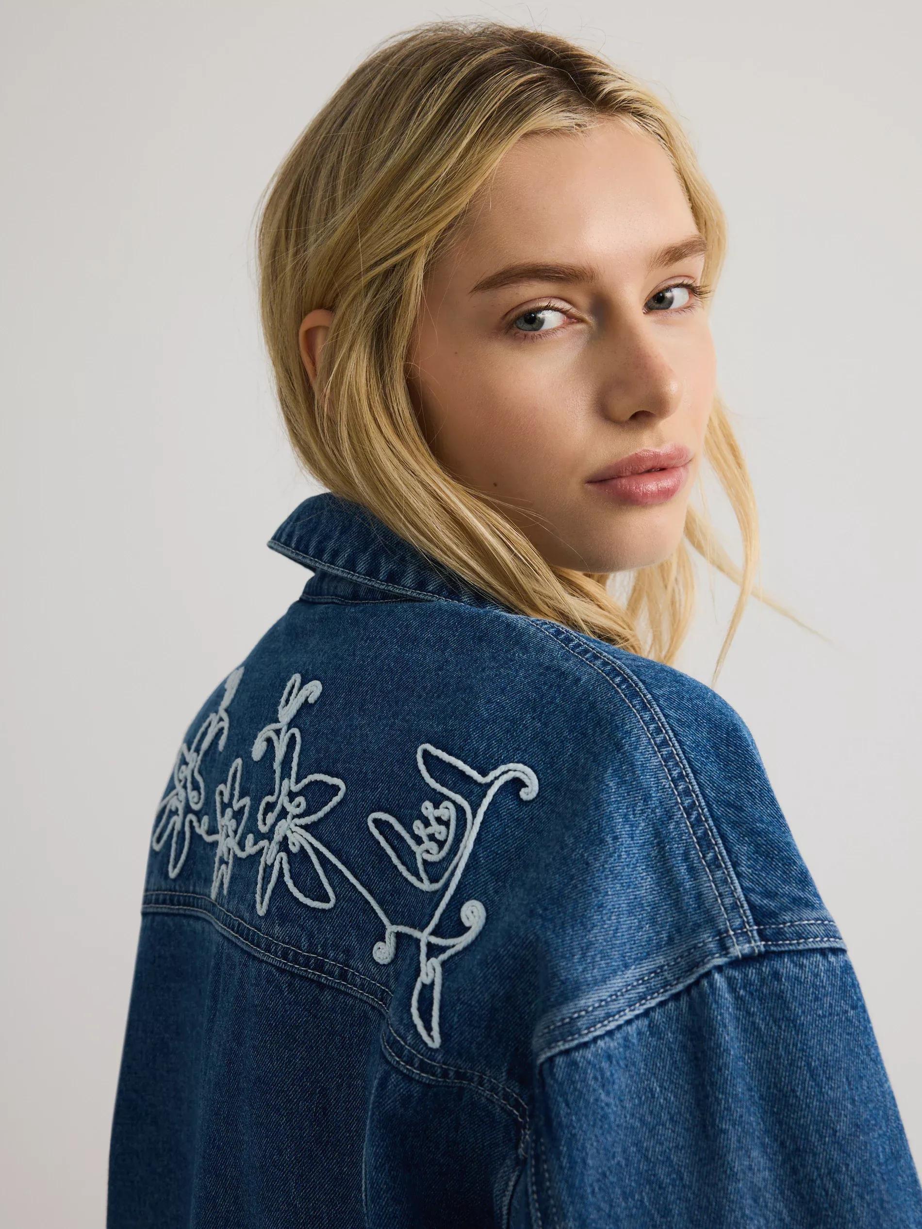 Blue Jeans Denim Jacket With Embroidery On The Back, , large image number 0