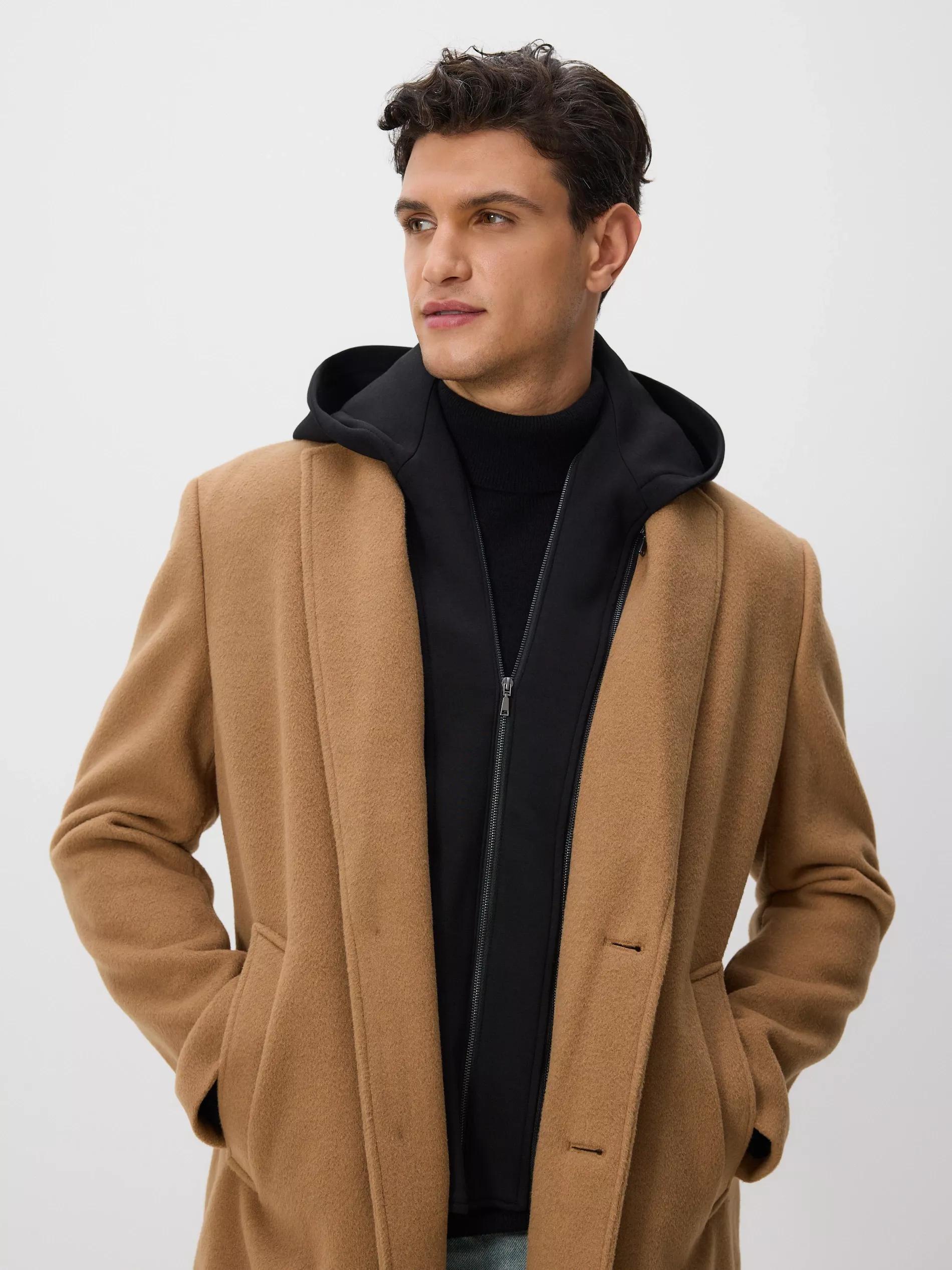 Beige Longline Hooded Coat, Beige, large image number 1