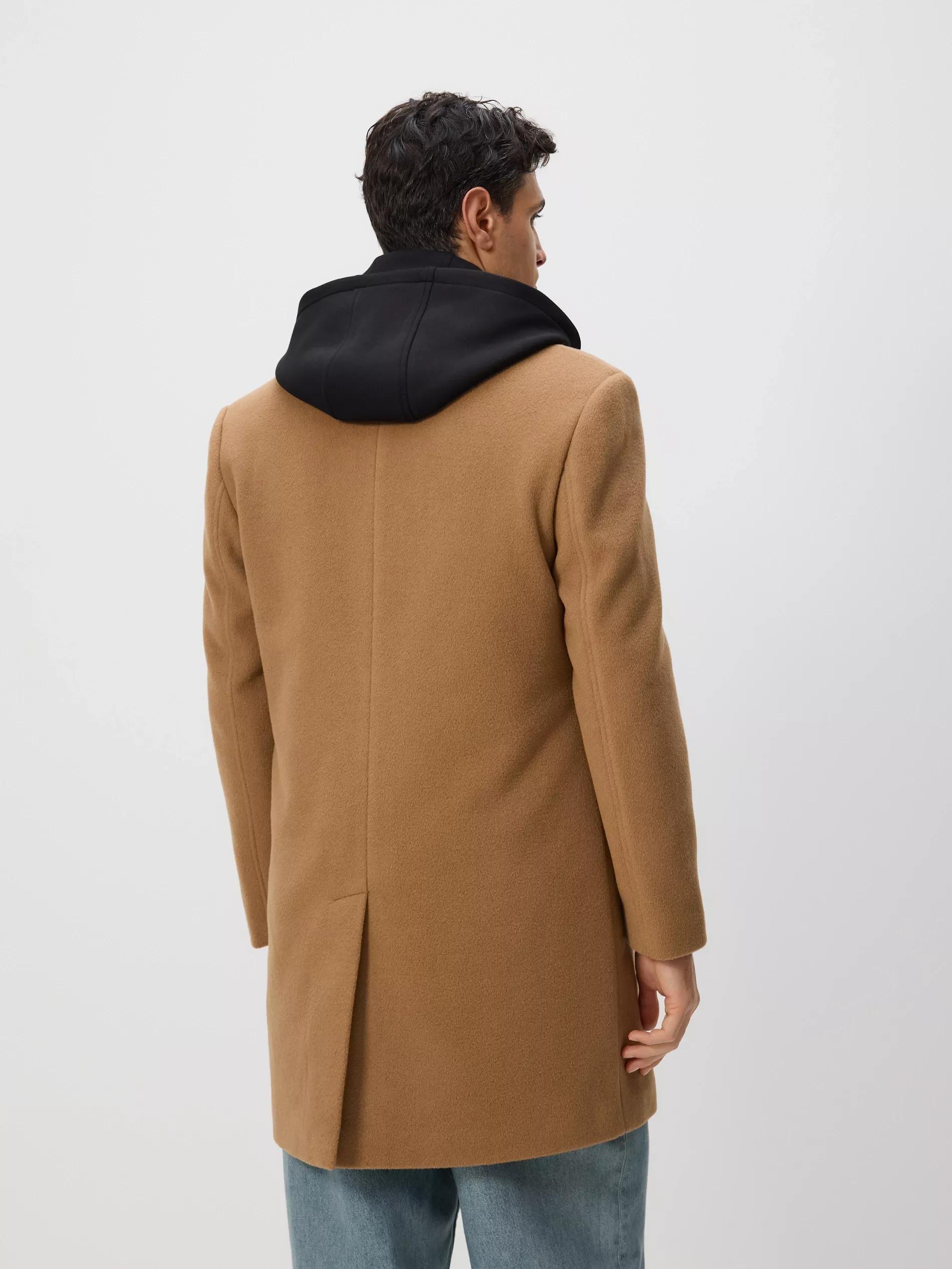 Beige Longline Hooded Coat, Beige, large image number 2