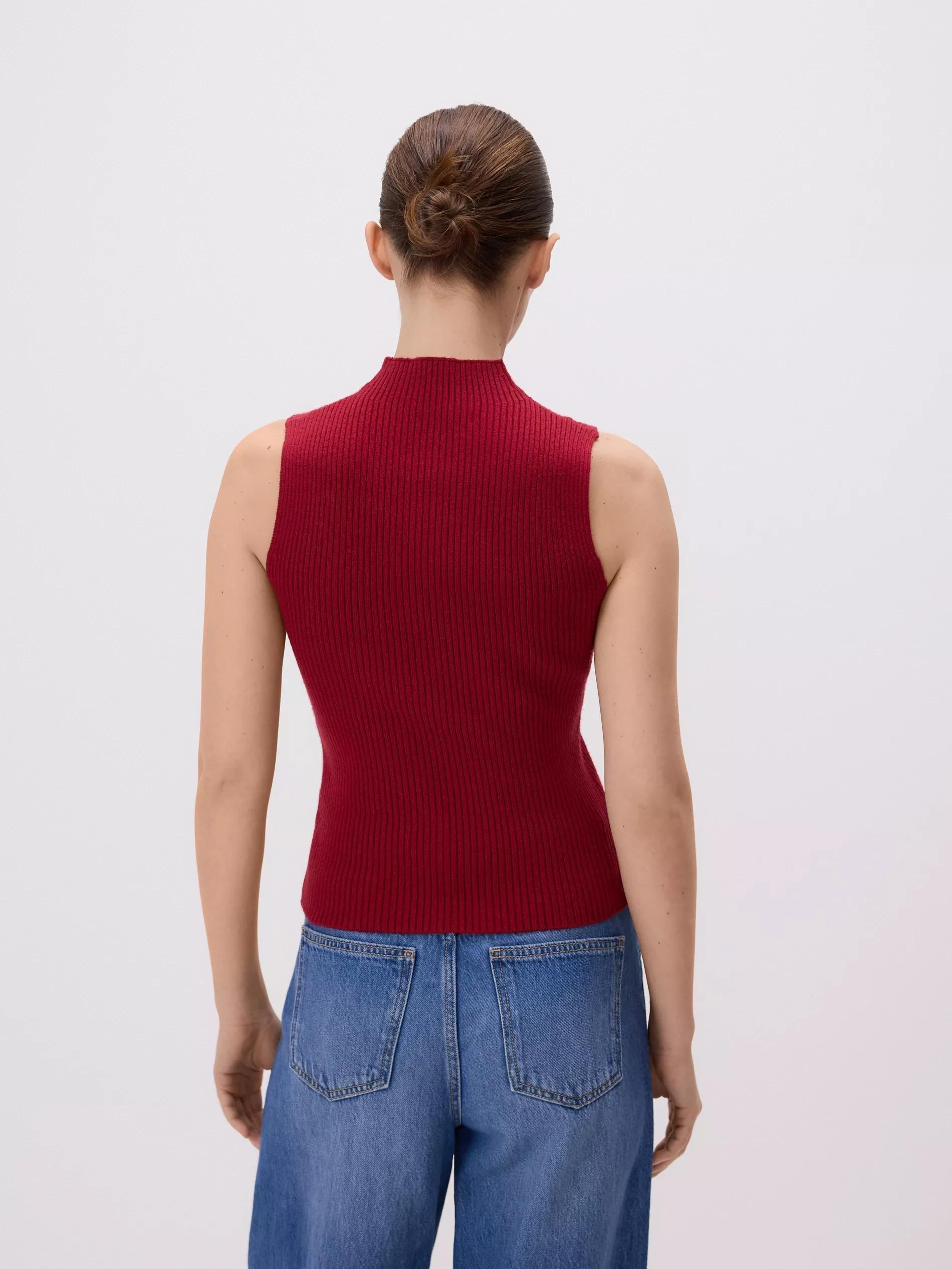 MAROON Knit top with roses, Burgundy, large image number 3