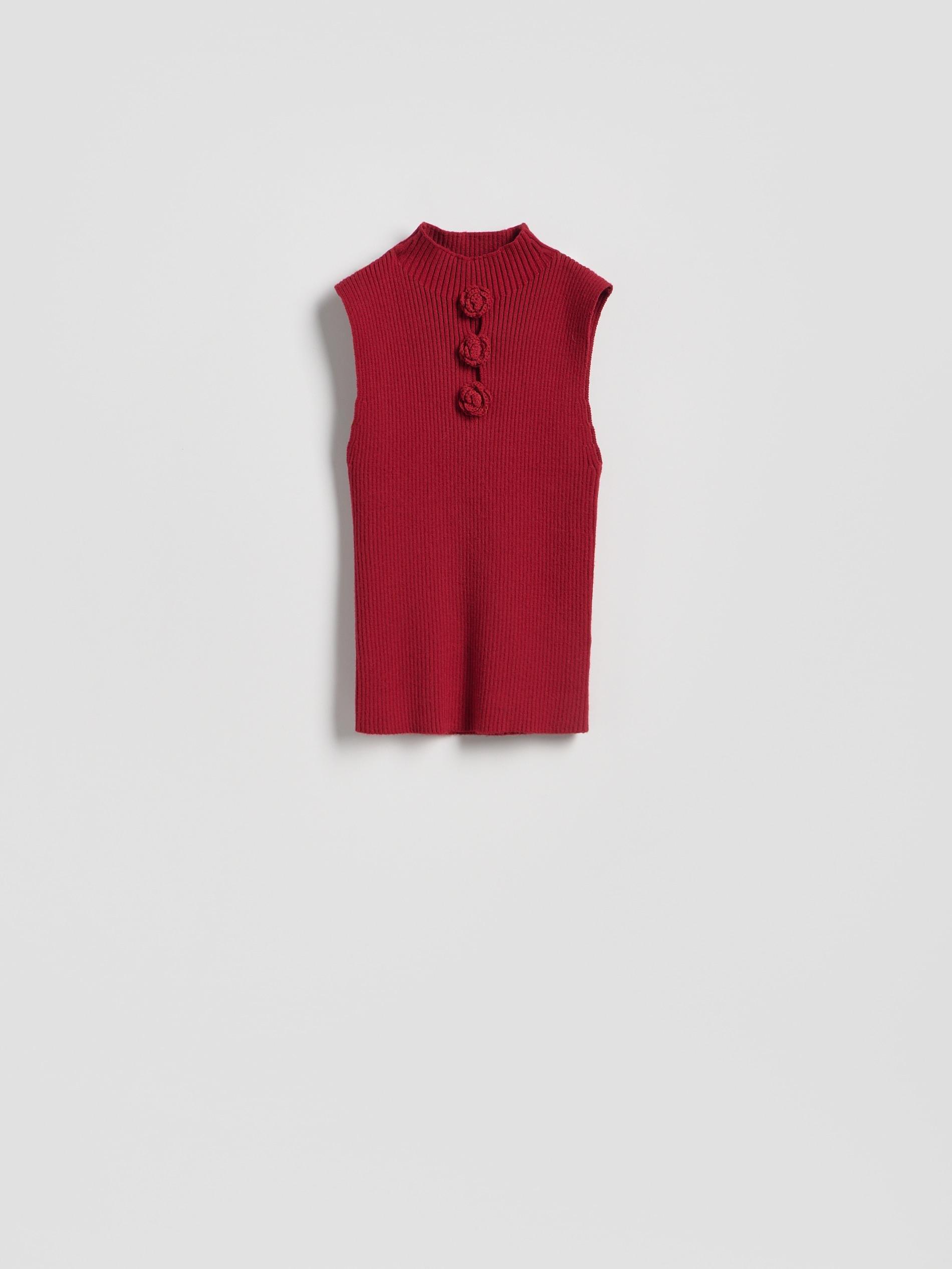 MAROON Knit top with roses, Burgundy, large image number 5