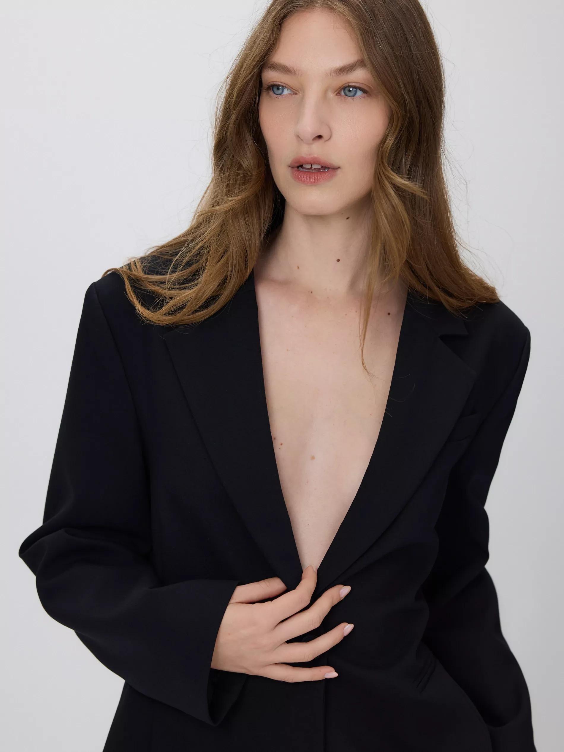 Black Single-Breasted Blazer, Black, large image number 0